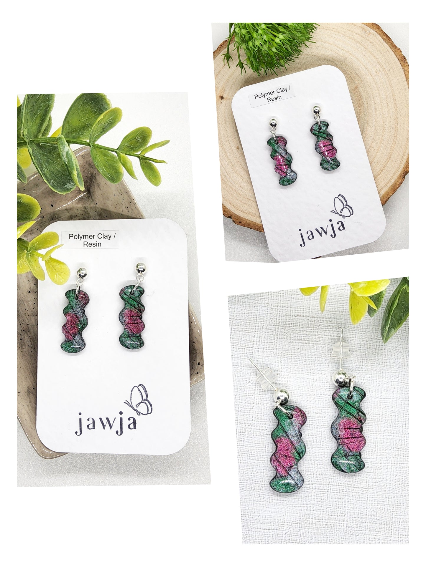 WAVY COLOUR CHANGING POLYMER CLAY EARRINGS