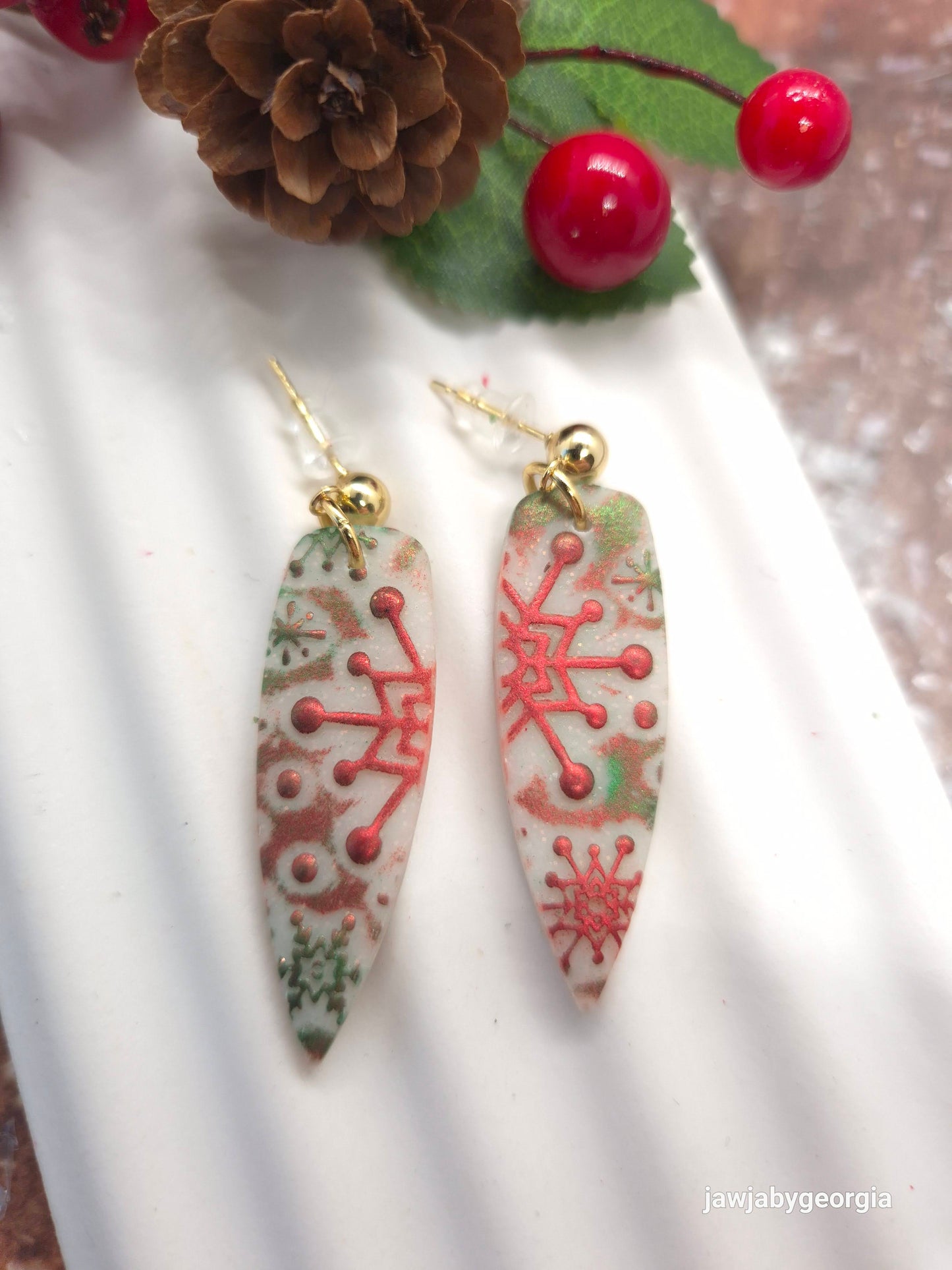 SNOWFLAKE POLYMER CLAY EARRINGS