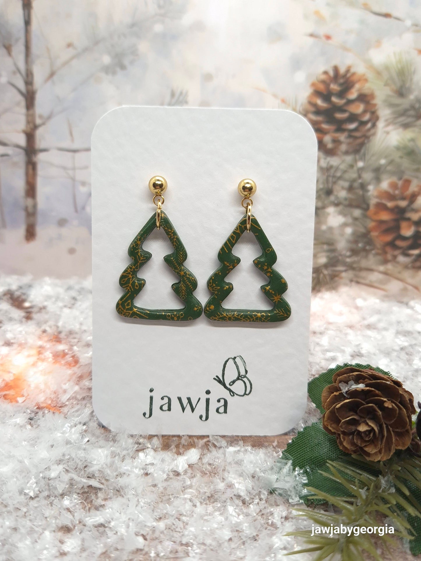 CHRISTMAS TREE POLYMER CLAY EARRINGS
