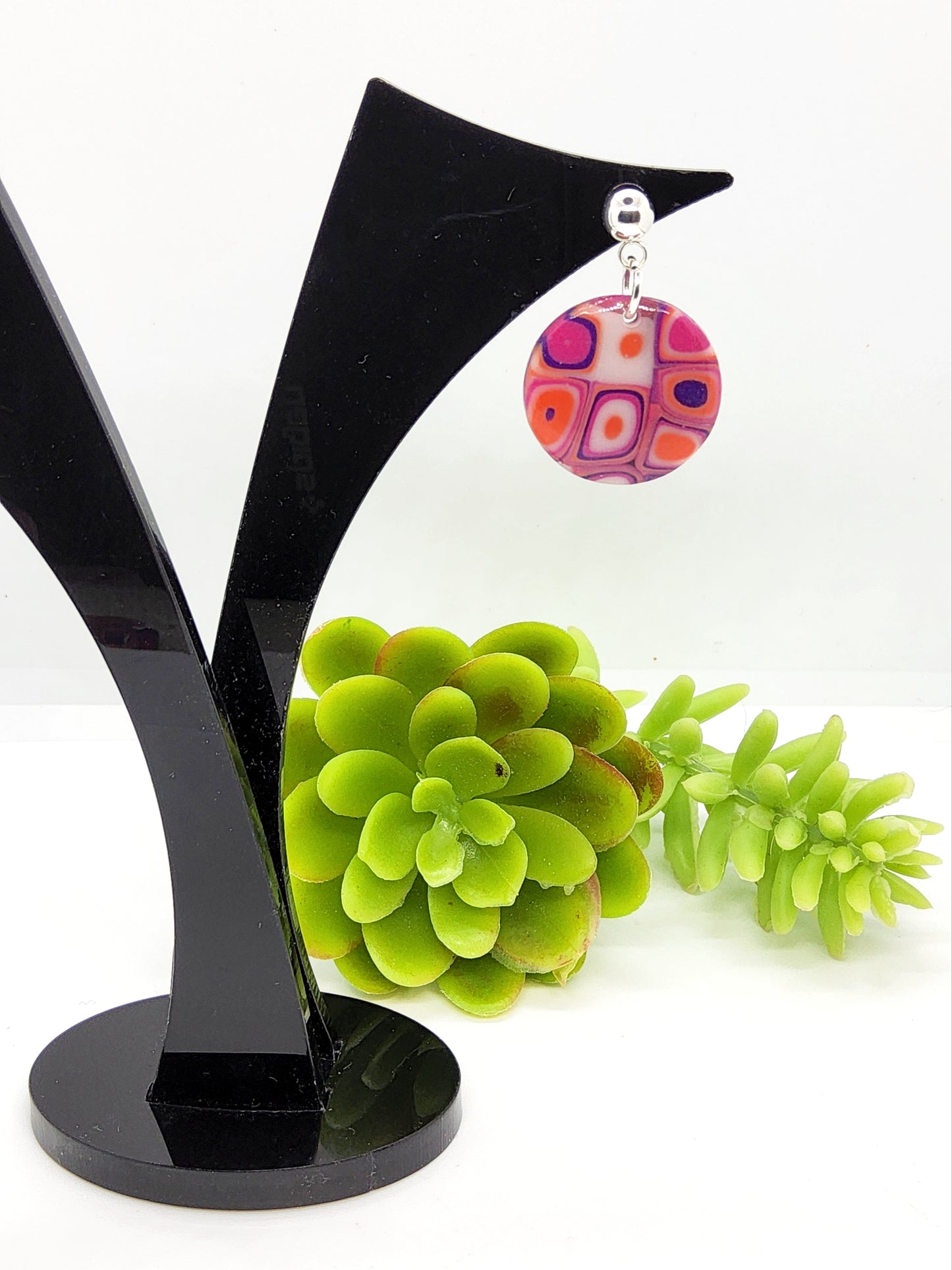 RETRO ROUND POLYMER CLAY EARRINGS