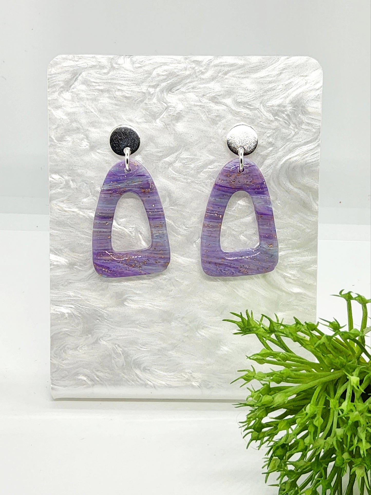MARBLED LAVENDER POLYMER CLAY EARRINGS