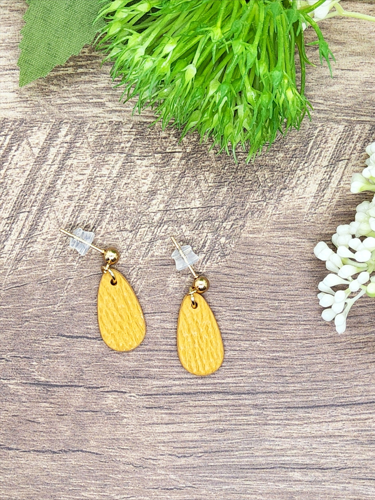 OCHRE LEATHER EFFECT POLYMER CLAY EARRINGS