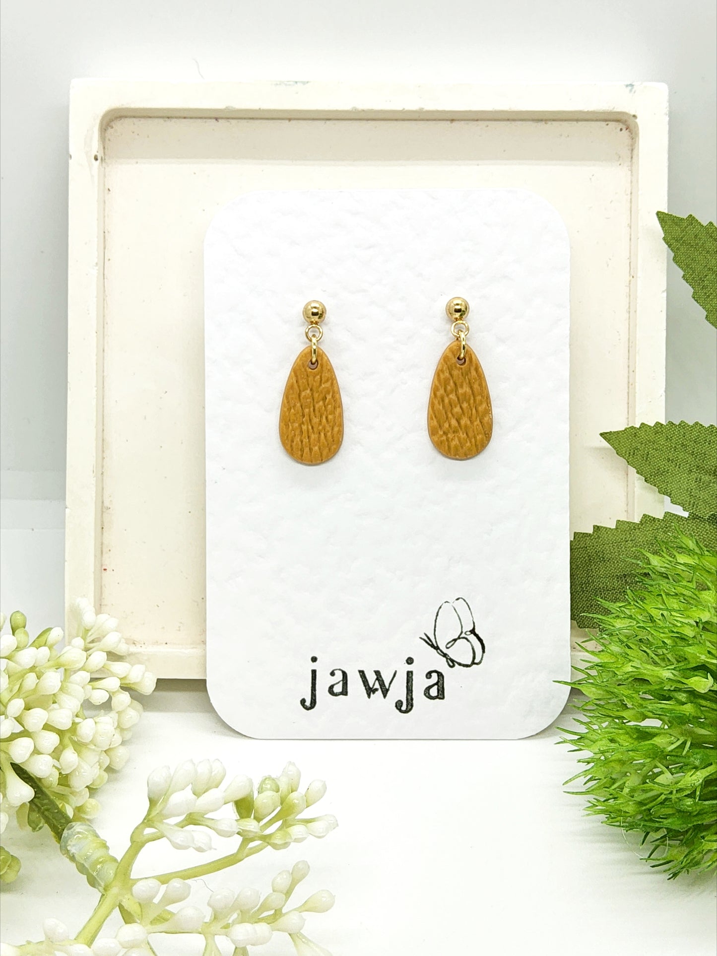 OCHRE LEATHER EFFECT POLYMER CLAY EARRINGS