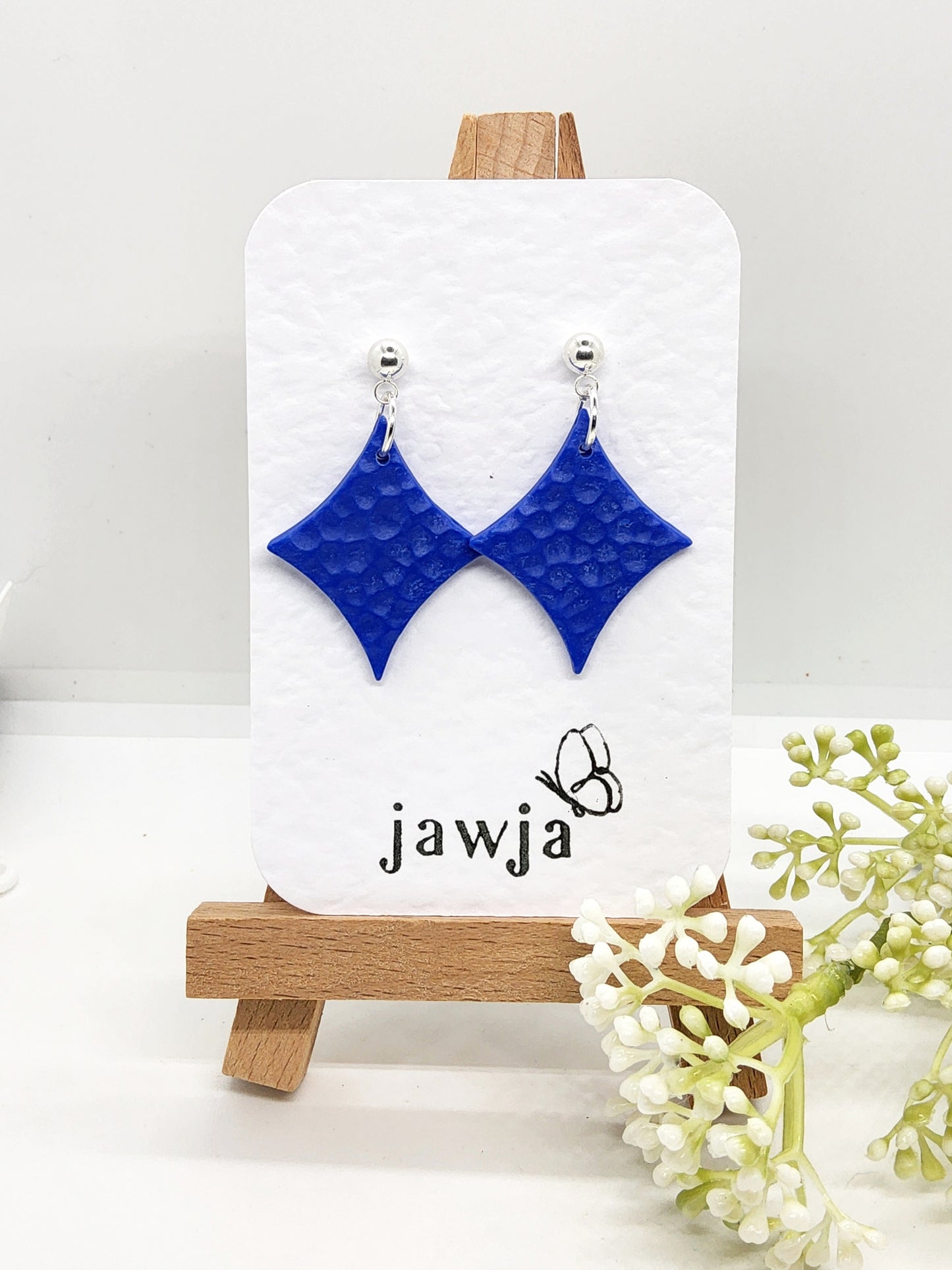 BLUE GEOMETRIC POLYMER CLAY EARRINGS