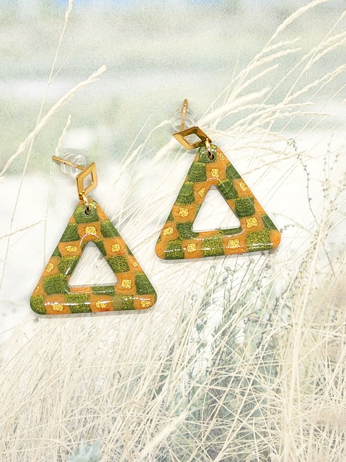 TRIANGLE POLYMER CLAY EARRINGS