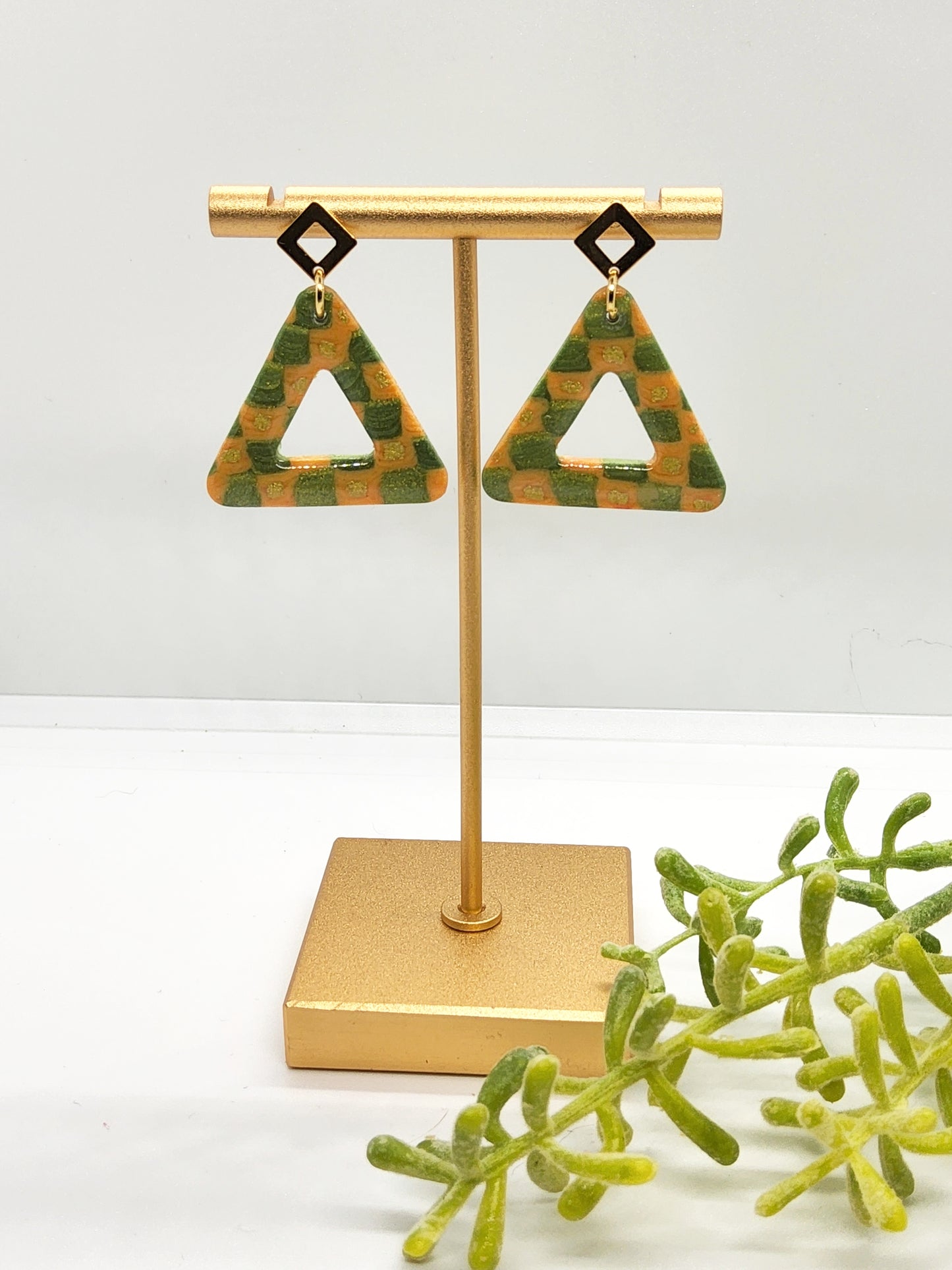 TRIANGLE POLYMER CLAY EARRINGS
