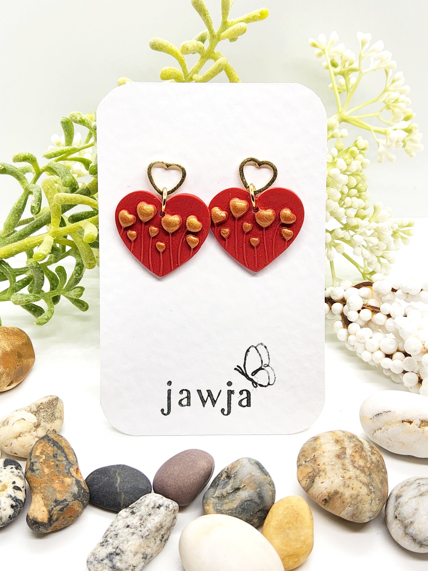EMBOSSED HEART POLYMER CLAY EARRINGS