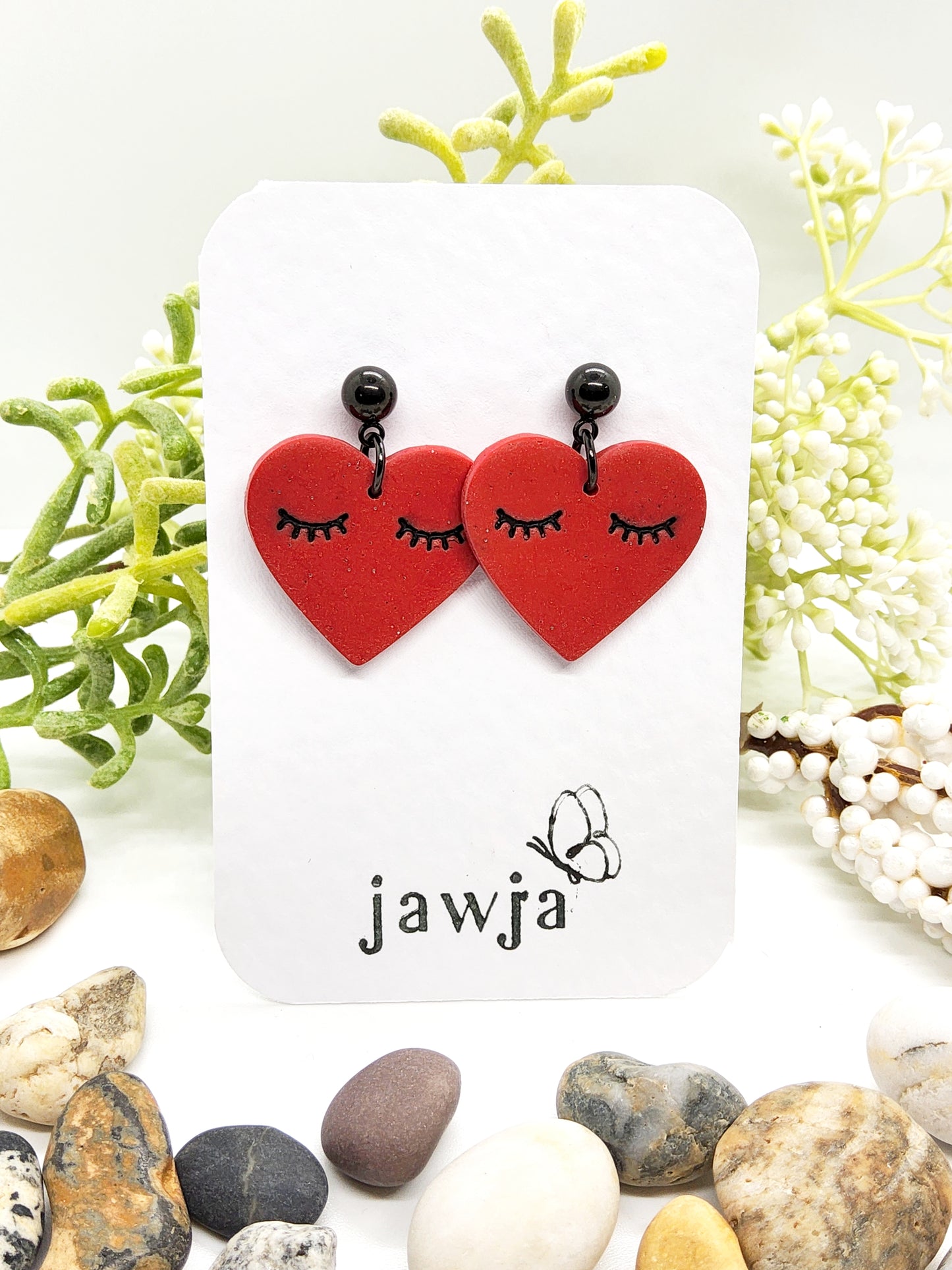 RED HEART POLYMER CLAY EARRINGS