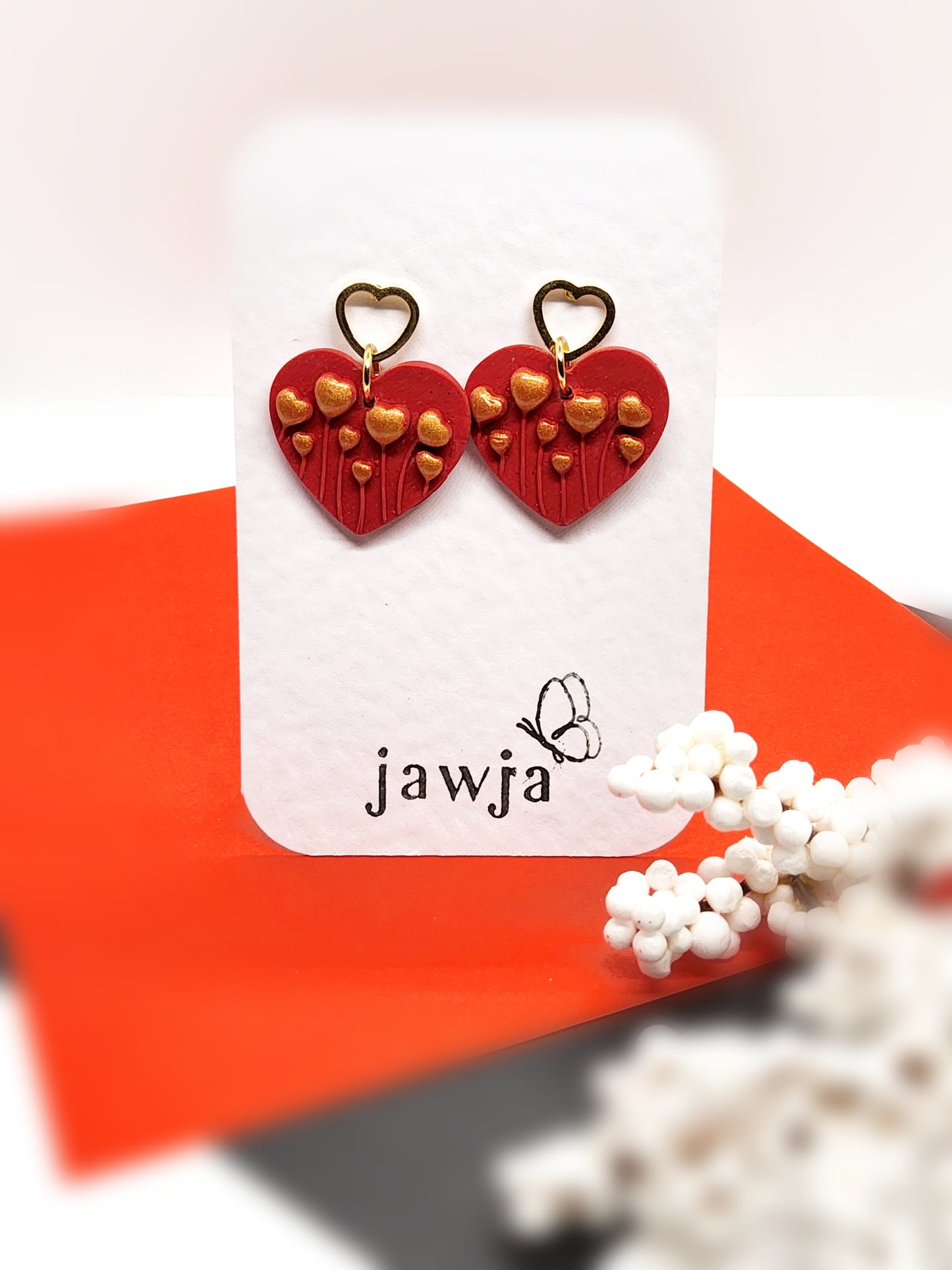 EMBOSSED HEART POLYMER CLAY EARRINGS