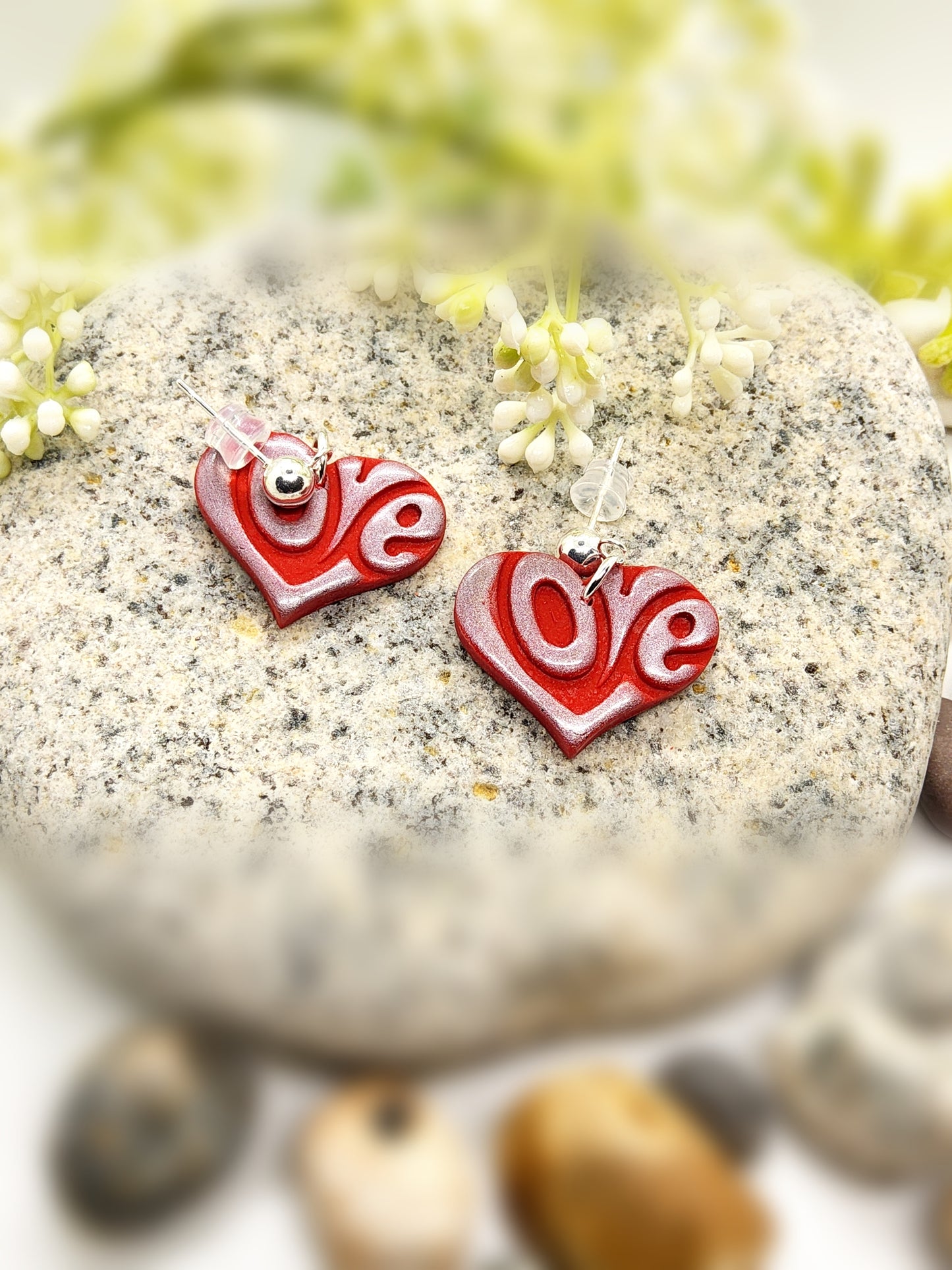 60'S INSPIRED LOVE HEART POLYMER CLAY EARRINGS