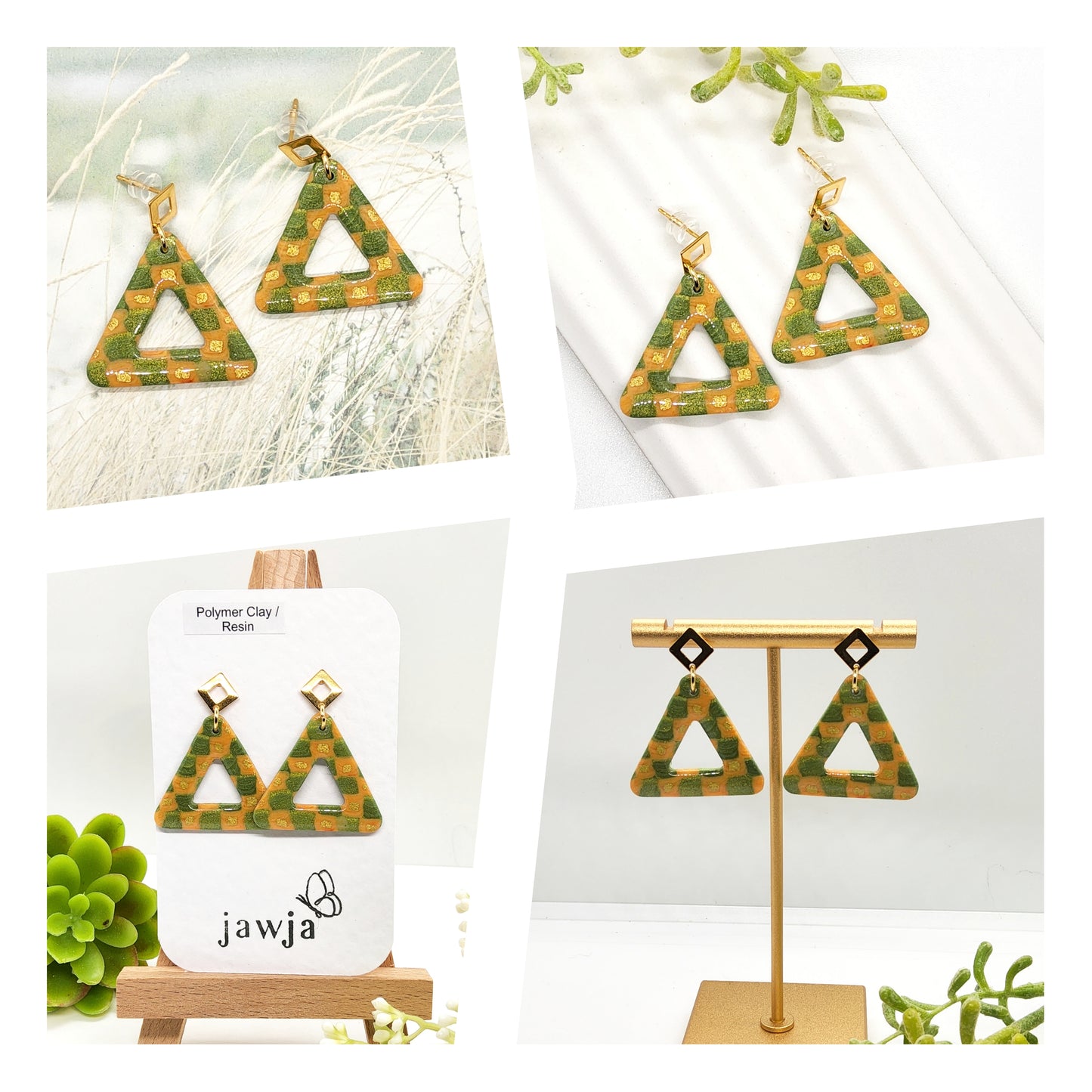 TRIANGLE POLYMER CLAY EARRINGS