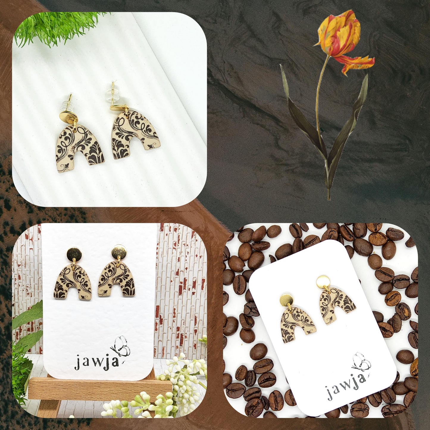 PAISLEY ARCH POLYMER CLAY EARRINGS