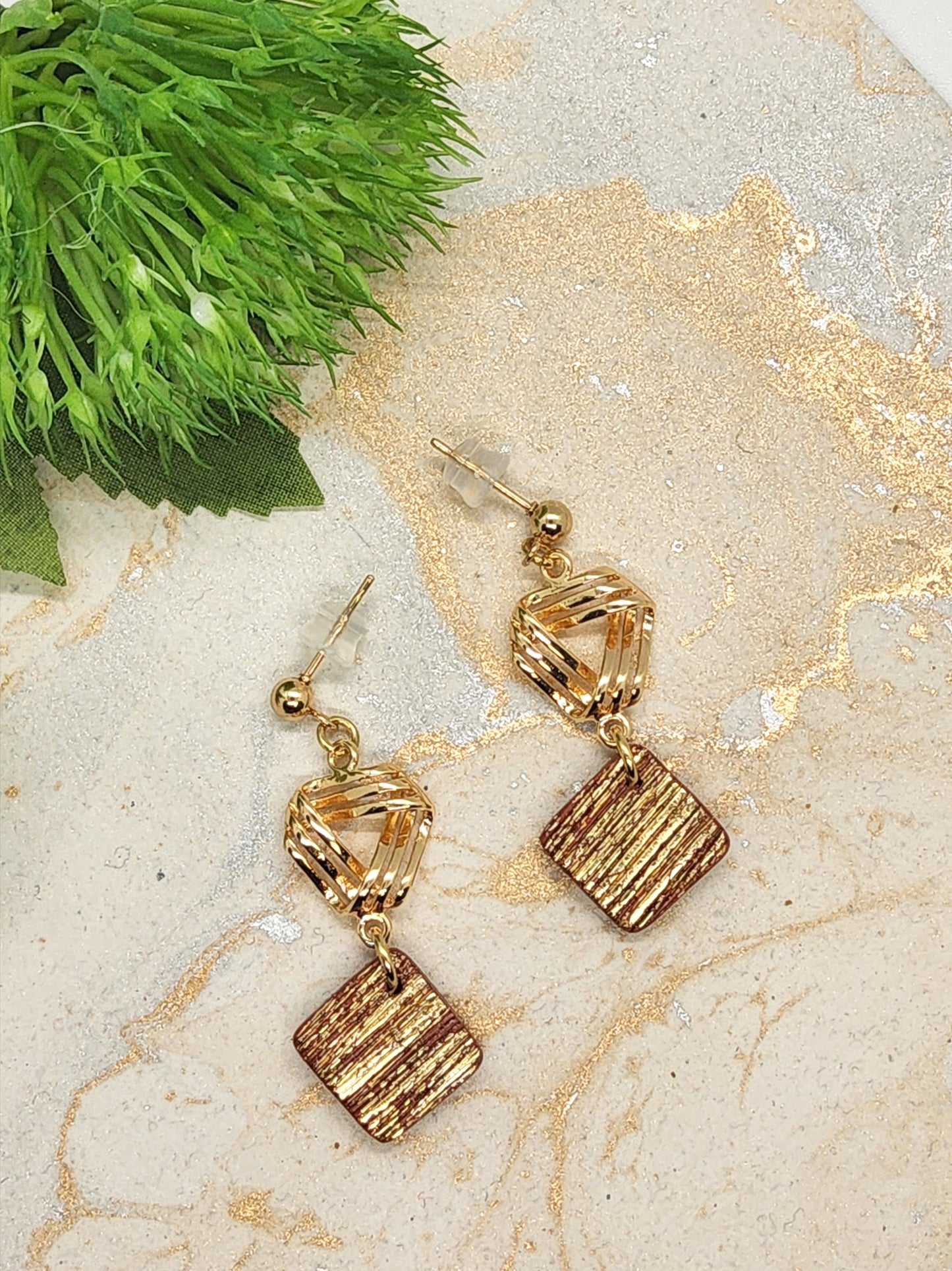 TERRACOTTA AND GOLD POLYMER CLAY EARRINGS