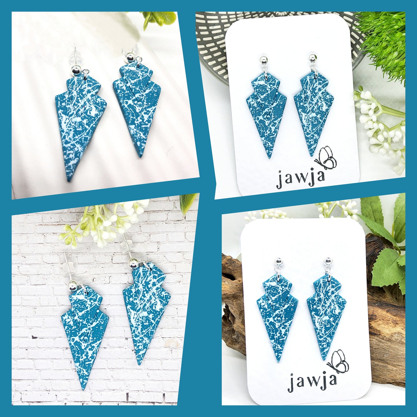 ART DECO PAINT SPLATTERED EFFECT POLYMER CLAY EARRINGS