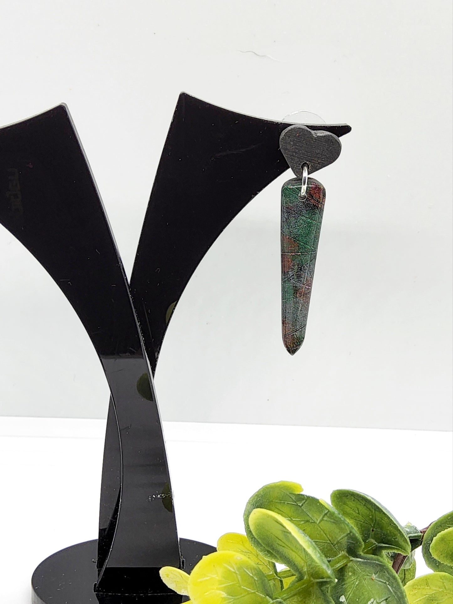 JEWEL HEART POLYMER CLAY EARRINGS