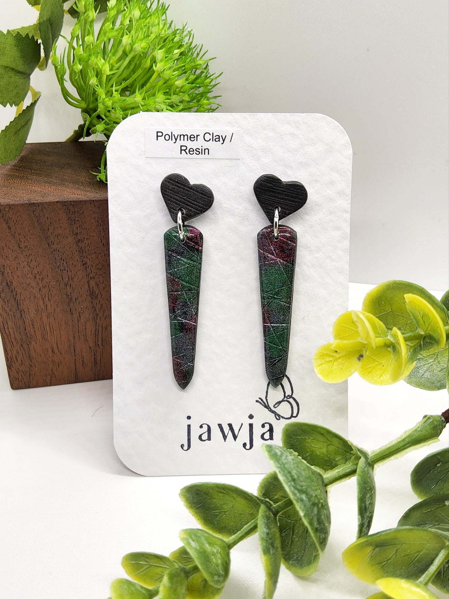 JEWEL HEART POLYMER CLAY EARRINGS