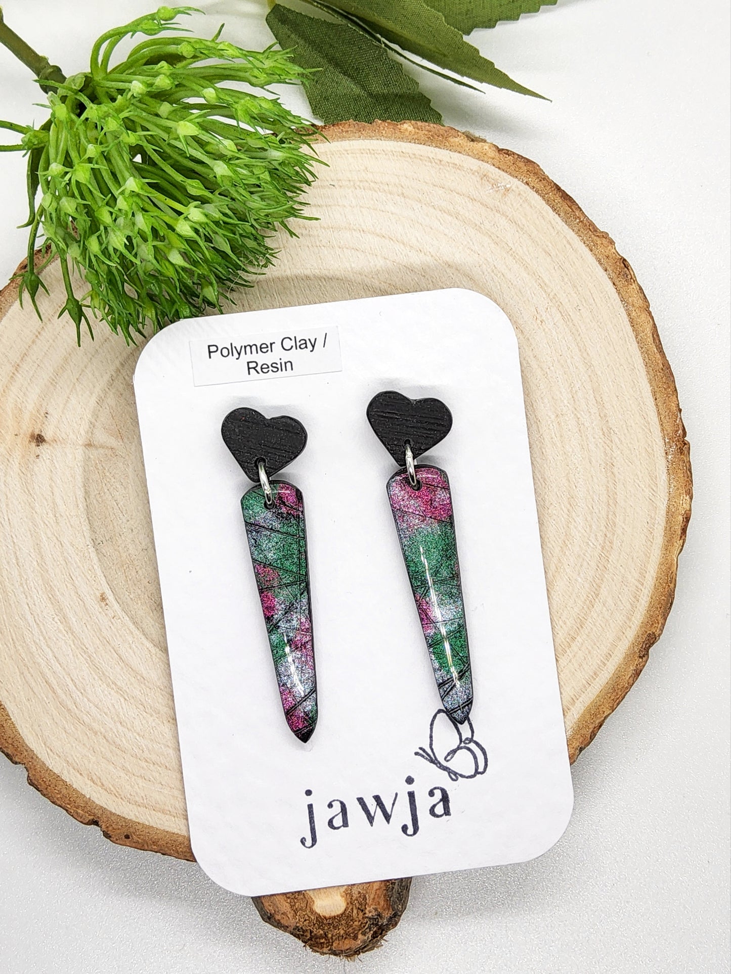JEWEL HEART POLYMER CLAY EARRINGS