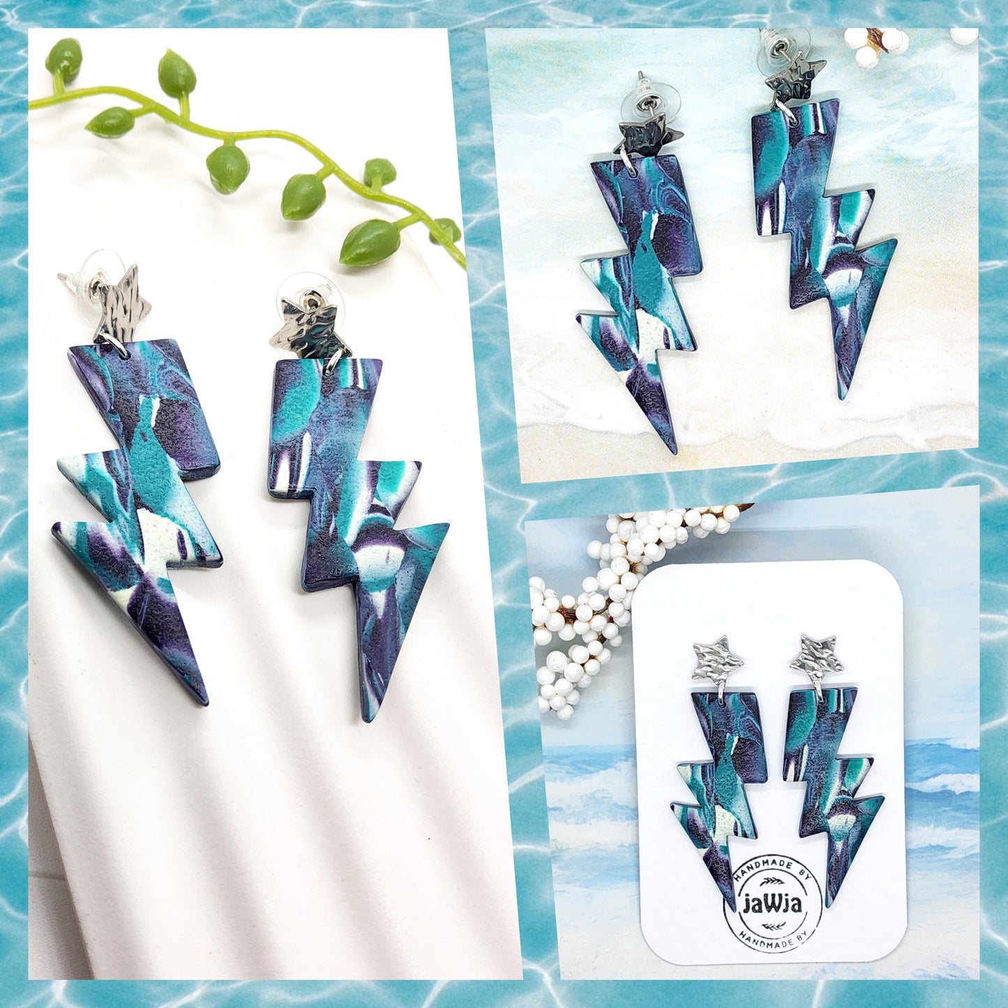 LIGHTENING SHAPE POLYMER CLAY EARRINGS