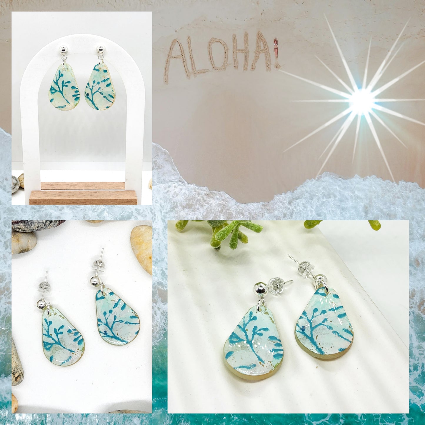 DISTRESSED FLOWER PRINT POLYMER CLAY EARRINGS