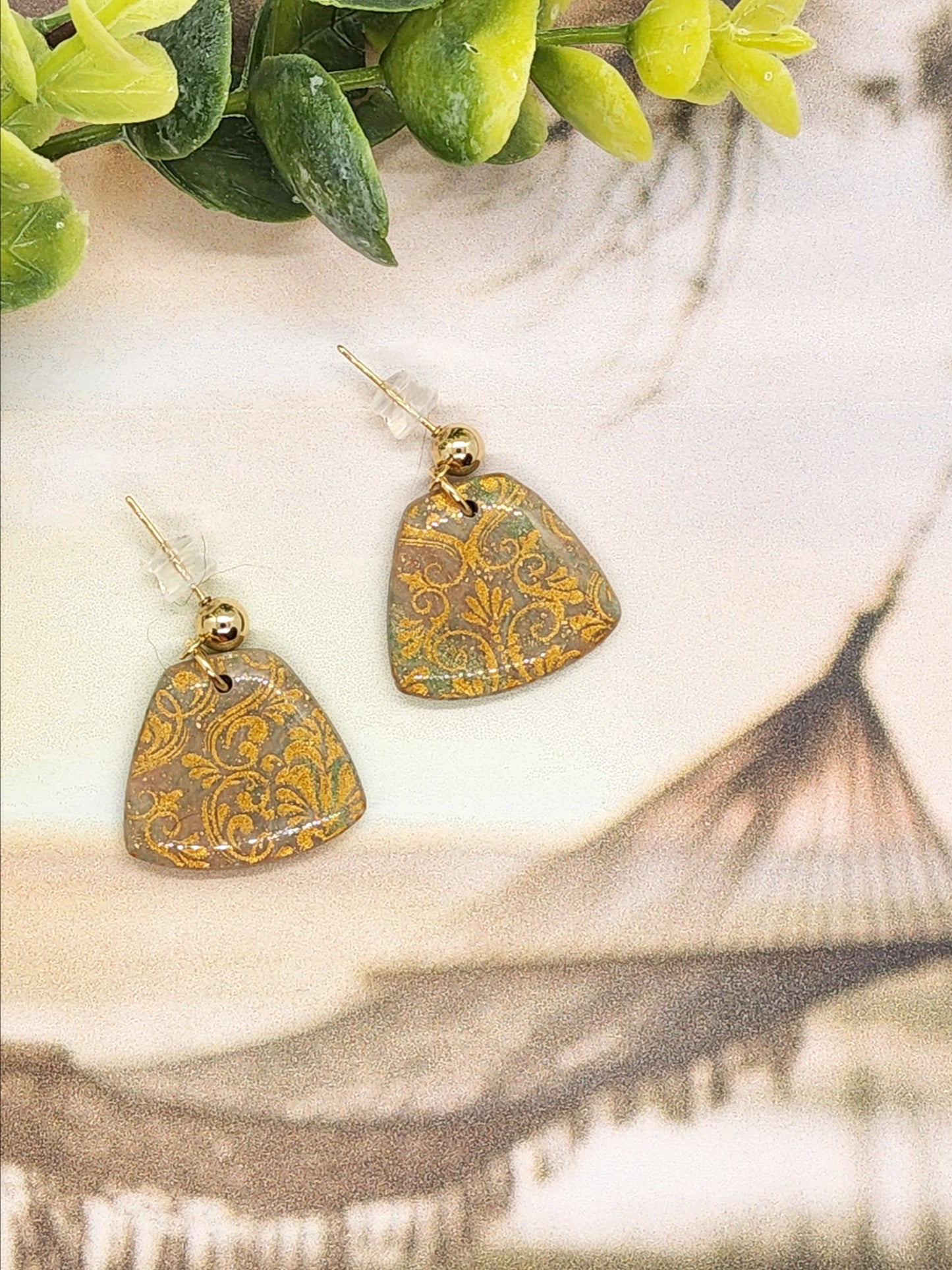 DAMASK POLYMER CLAY EARRINGS