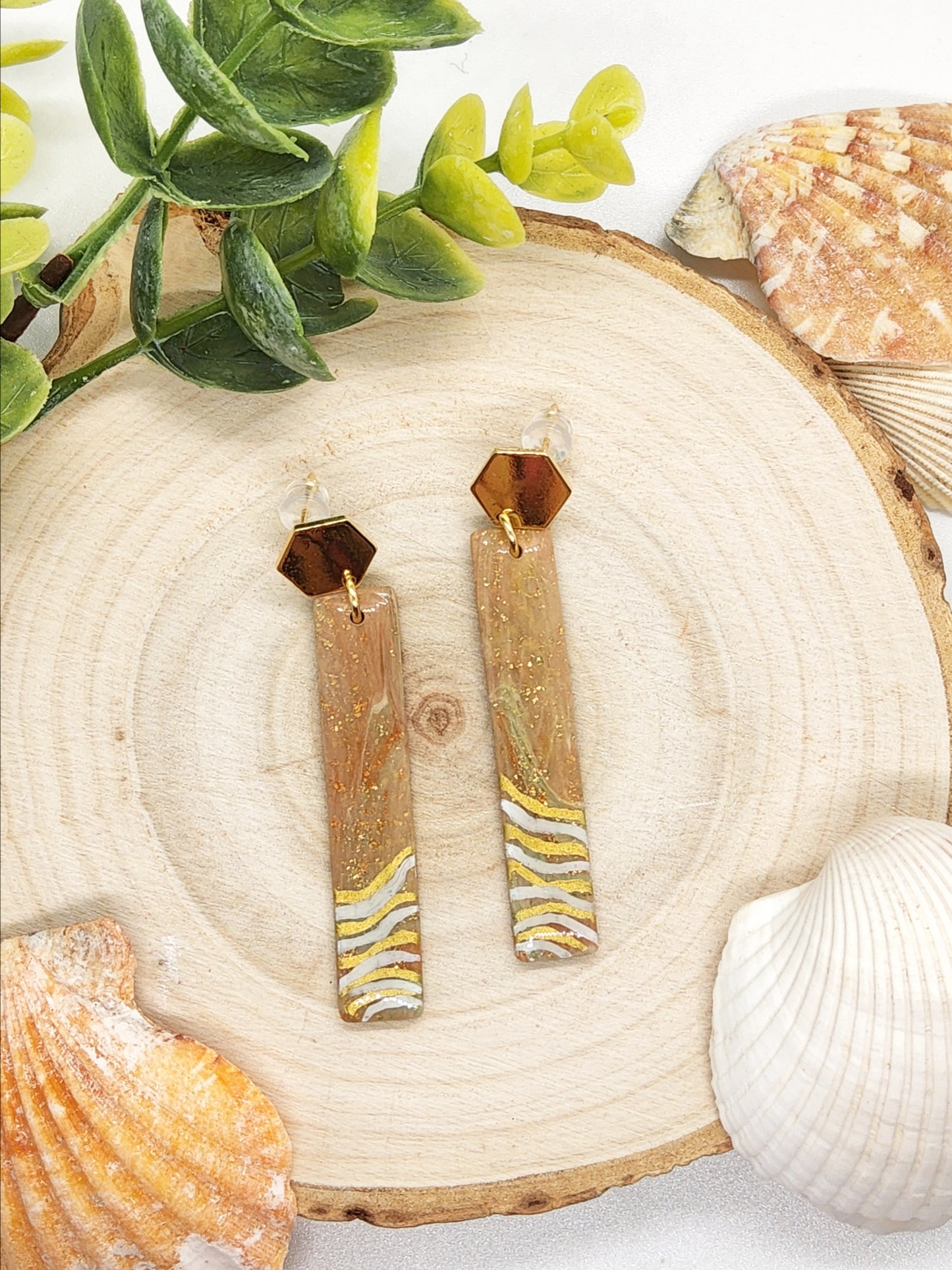 EARTHY TONES WITH SPARKLE POLYMER CLAY EARRINGS