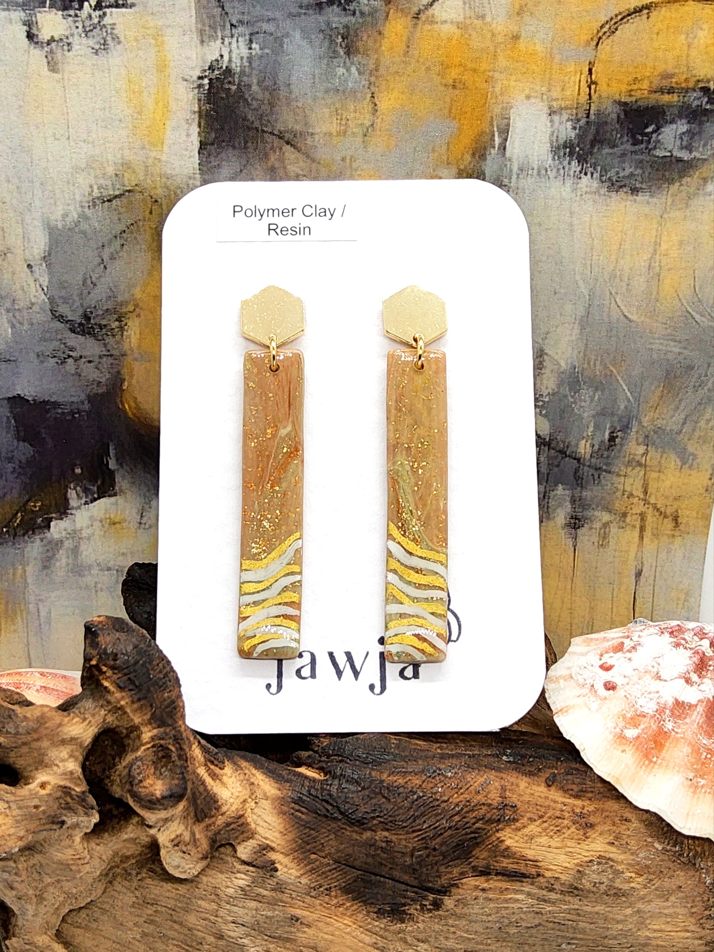 EARTHY TONES WITH SPARKLE POLYMER CLAY EARRINGS