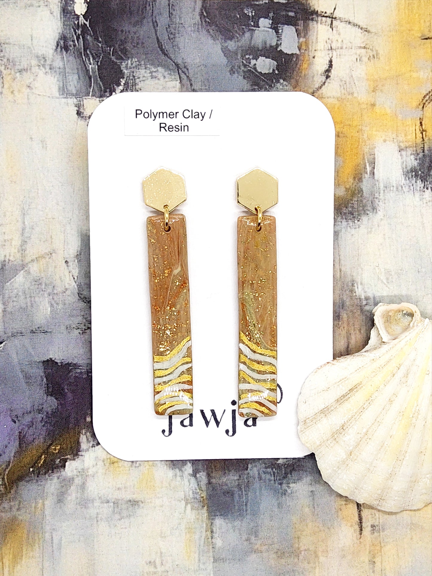 EARTHY TONES WITH SPARKLE POLYMER CLAY EARRINGS
