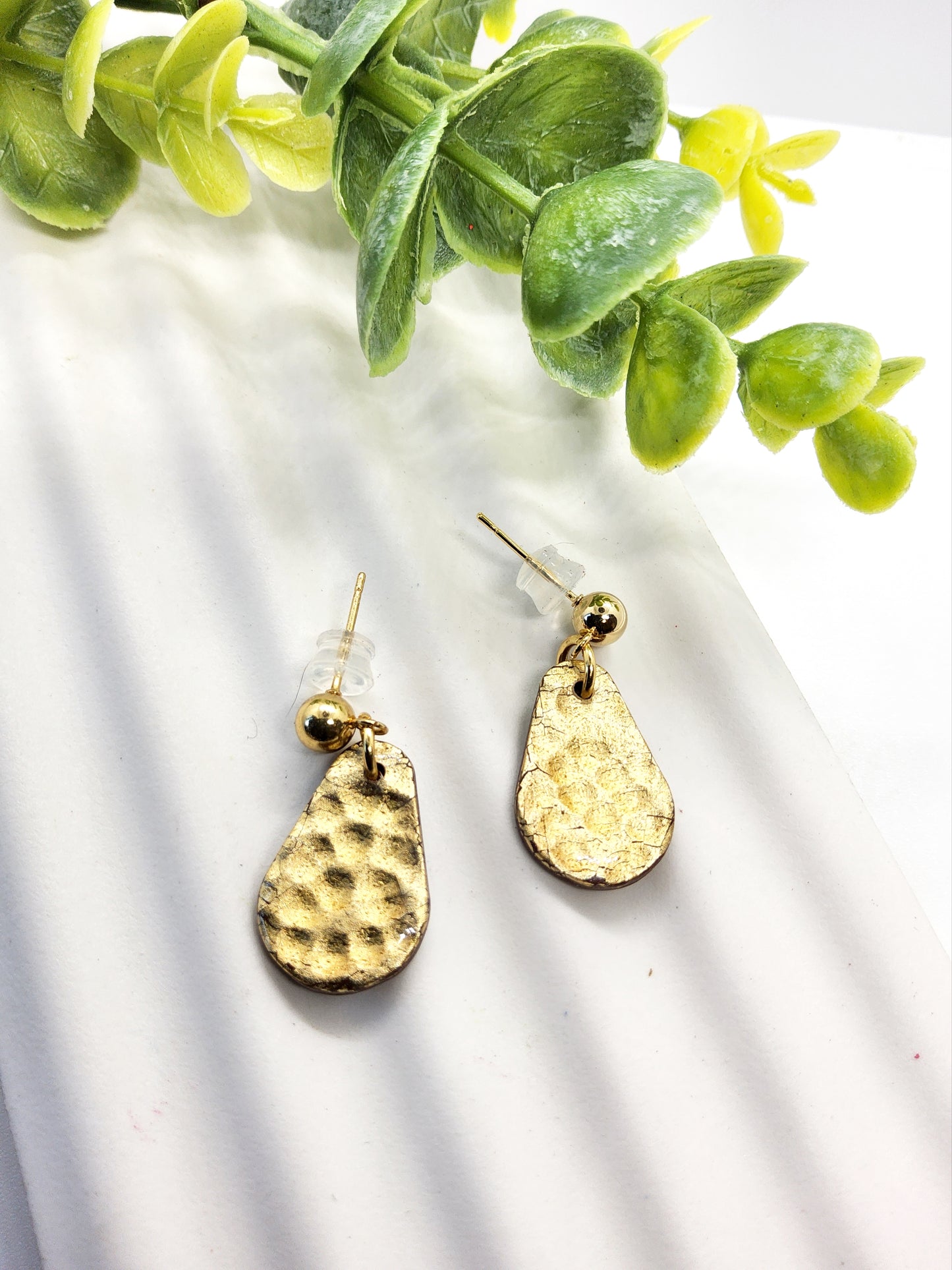 GOLD FOIL POLYMER CLAY EARRINGS