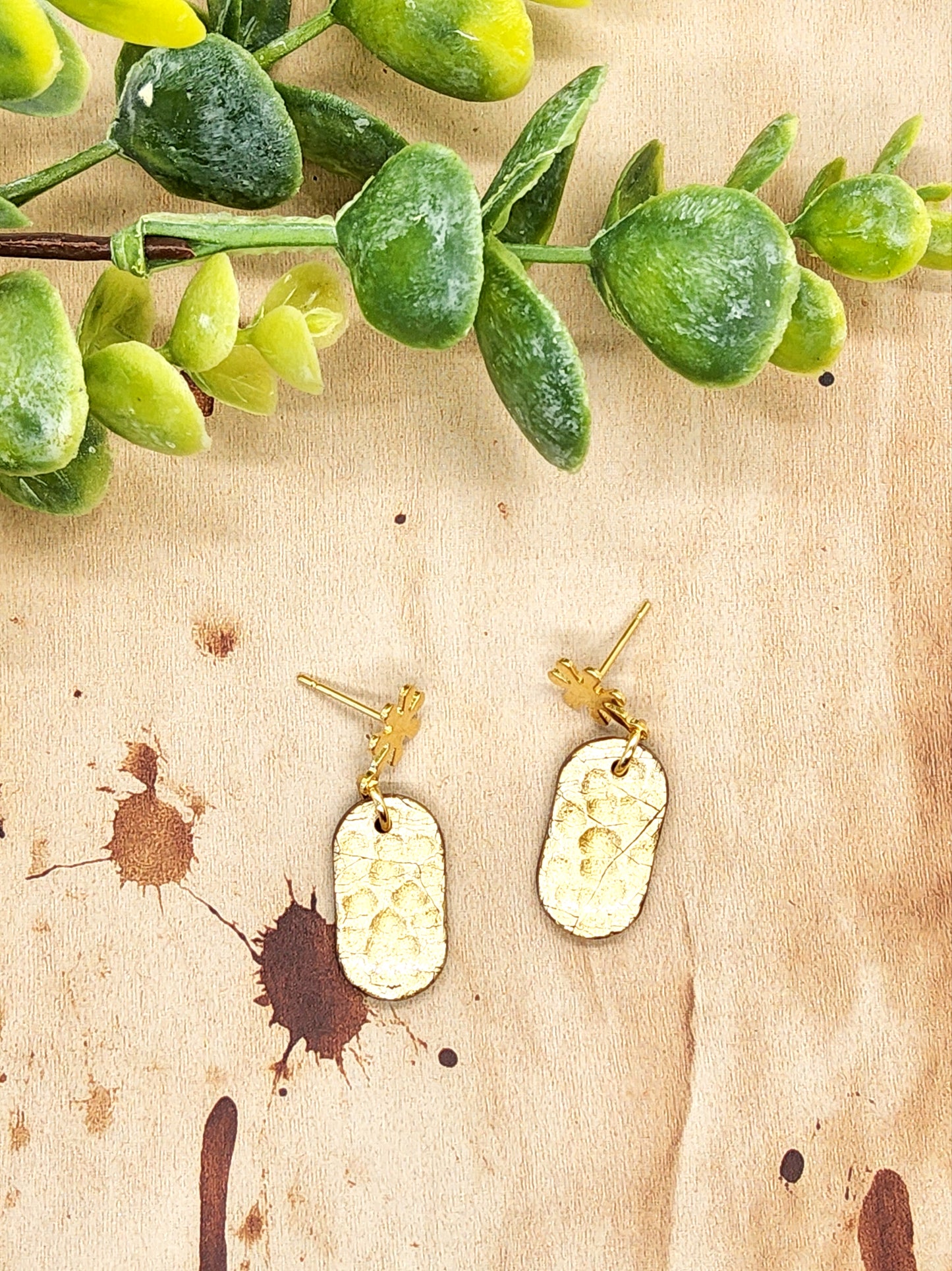 GOLD METALLIC HAMMERED POLYMER CLAY EARRINGS