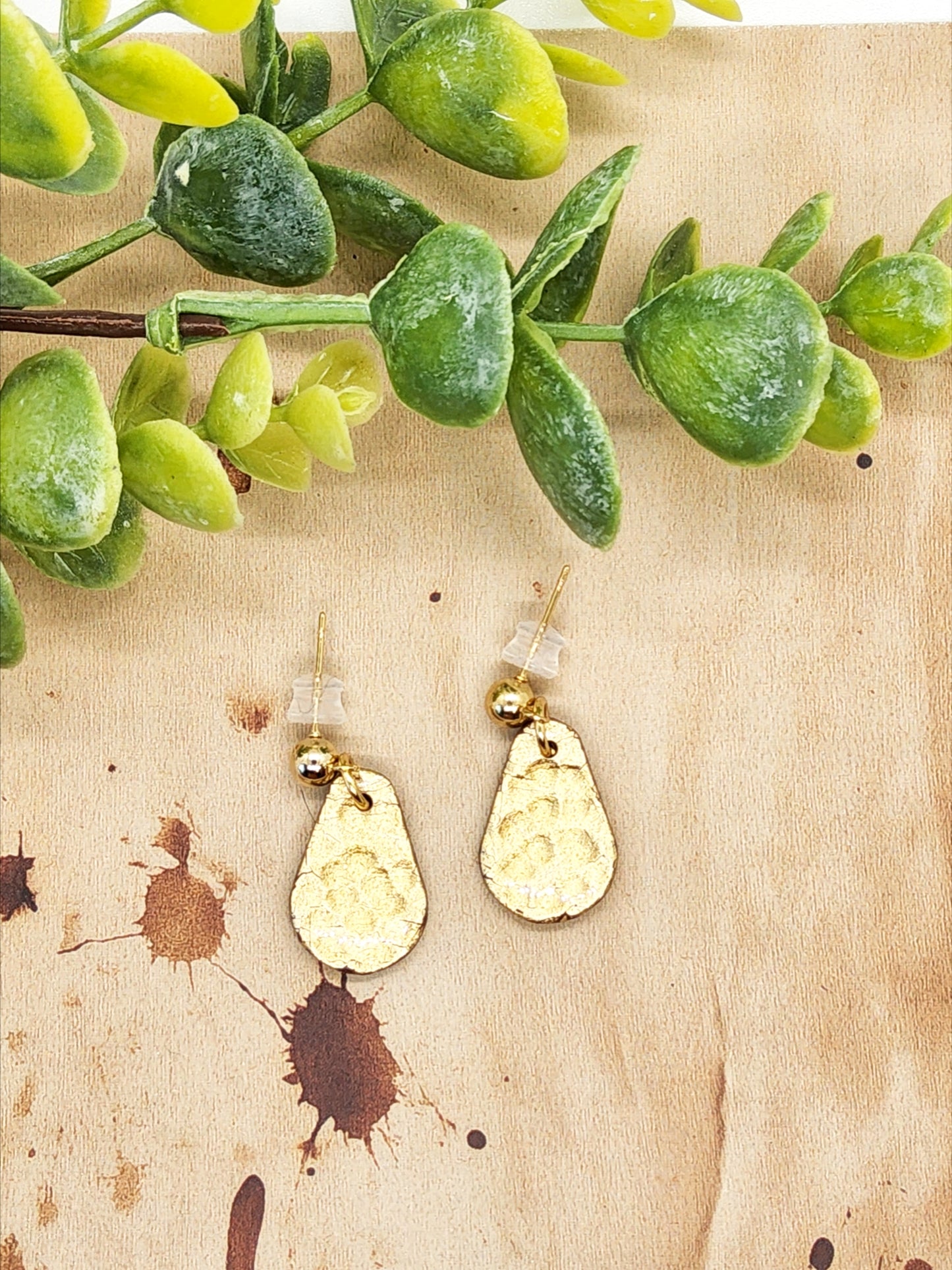 GOLD FOIL POLYMER CLAY EARRINGS