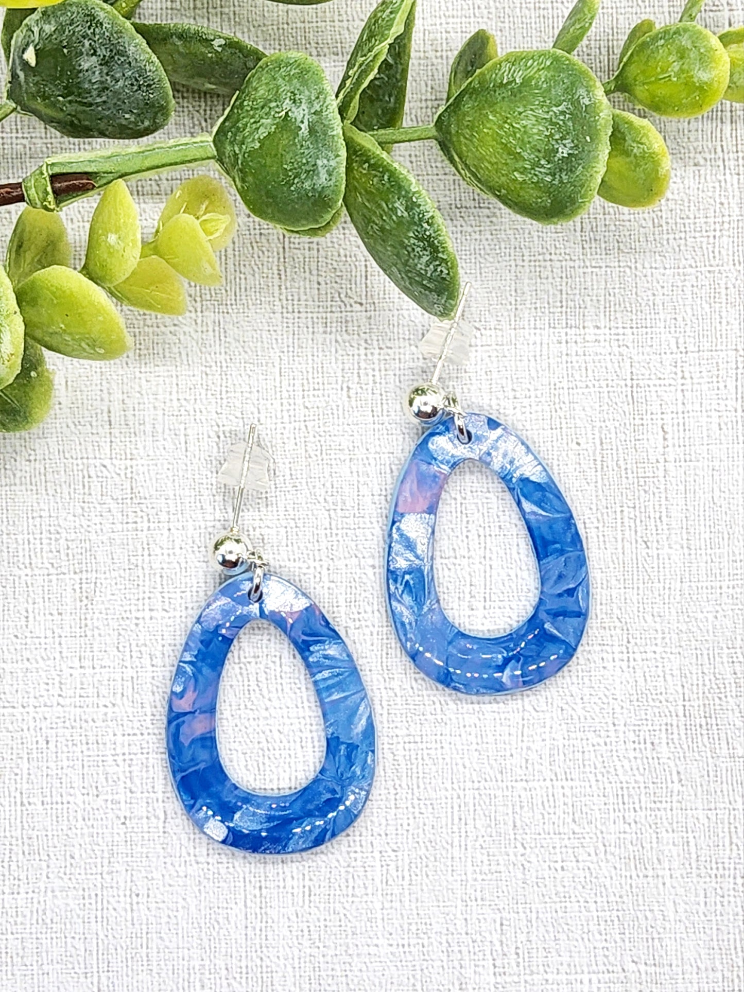 WATERCOLOUR OVAL POLYMER CLAY EARRINGS