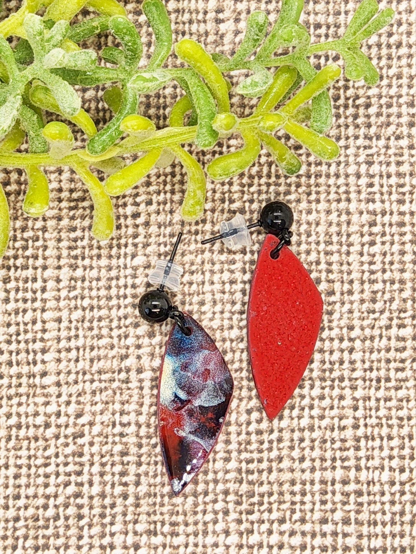 STORMY ASYMMETRICAL POLYMER CLAY EARRINGS
