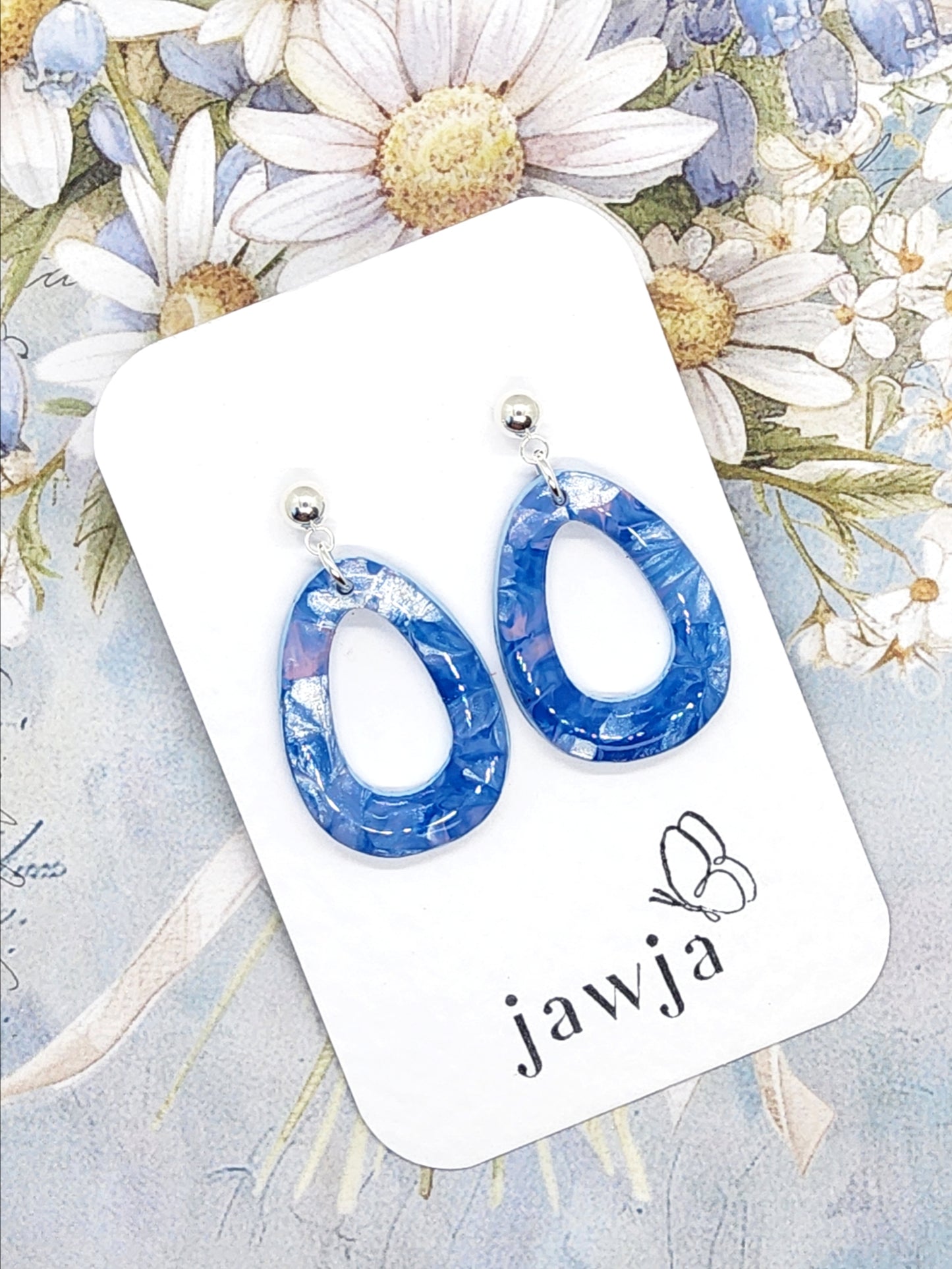WATERCOLOUR OVAL POLYMER CLAY EARRINGS