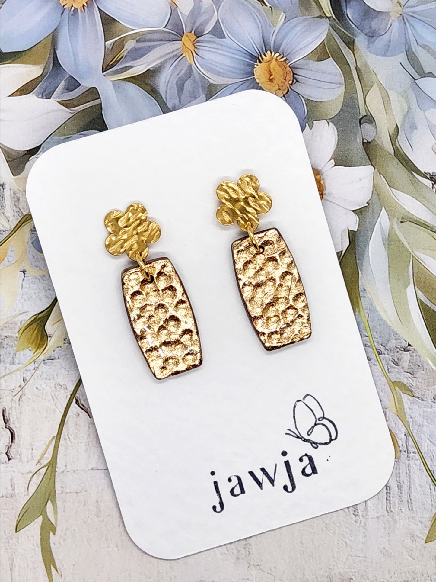 GOLD HAMMERED POLYMER CLAY EARRINGS