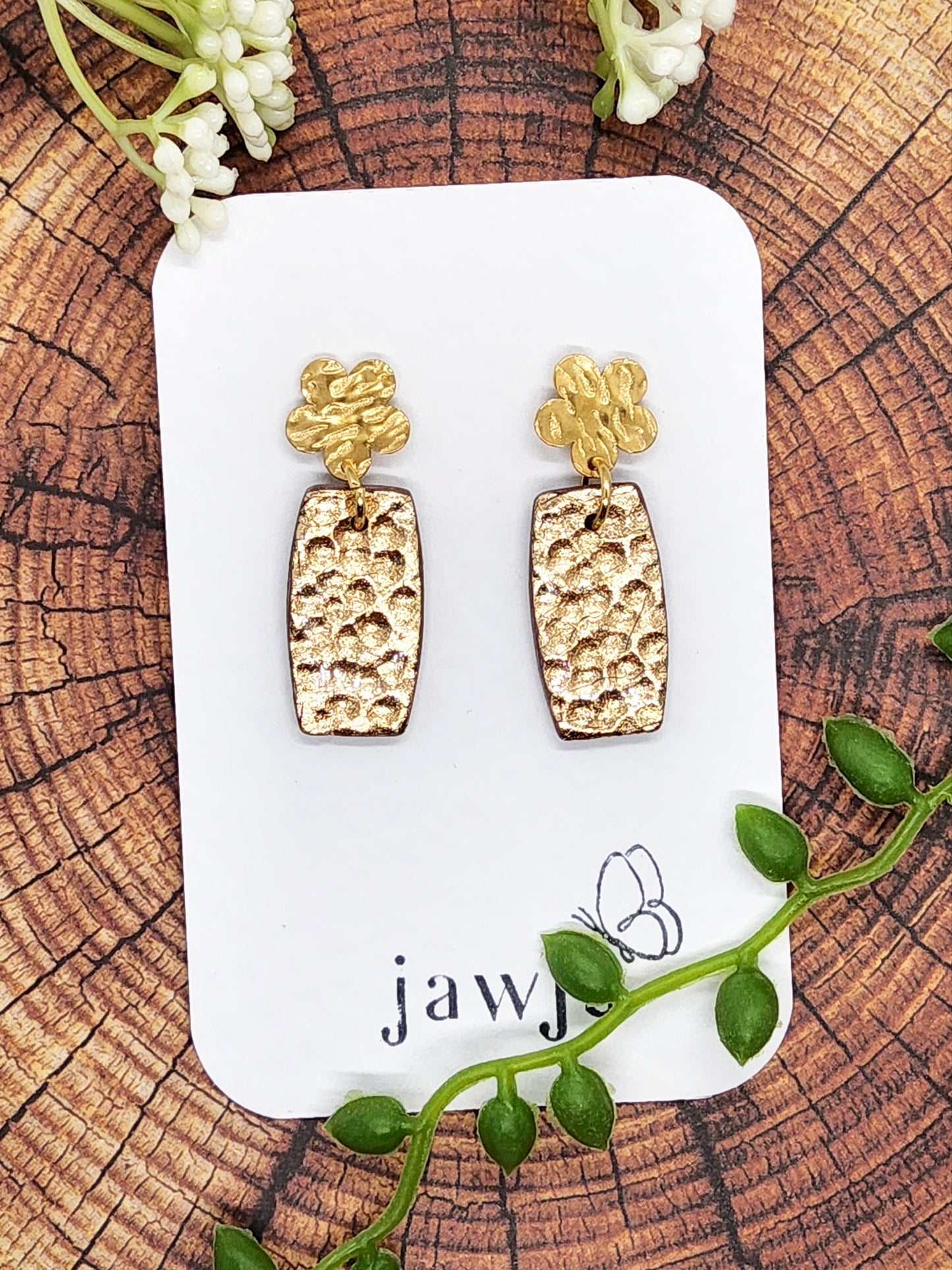 GOLD HAMMERED POLYMER CLAY EARRINGS