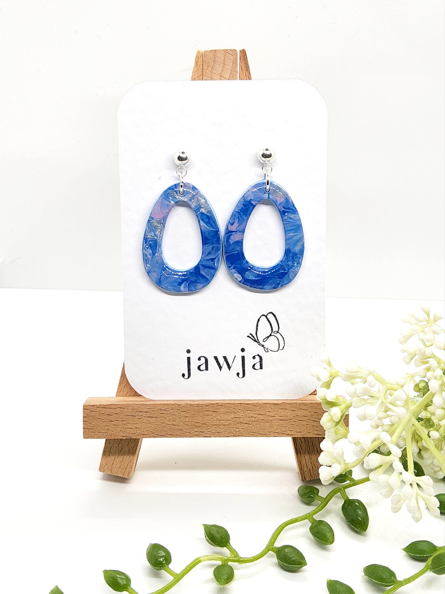 WATERCOLOUR OVAL POLYMER CLAY EARRINGS