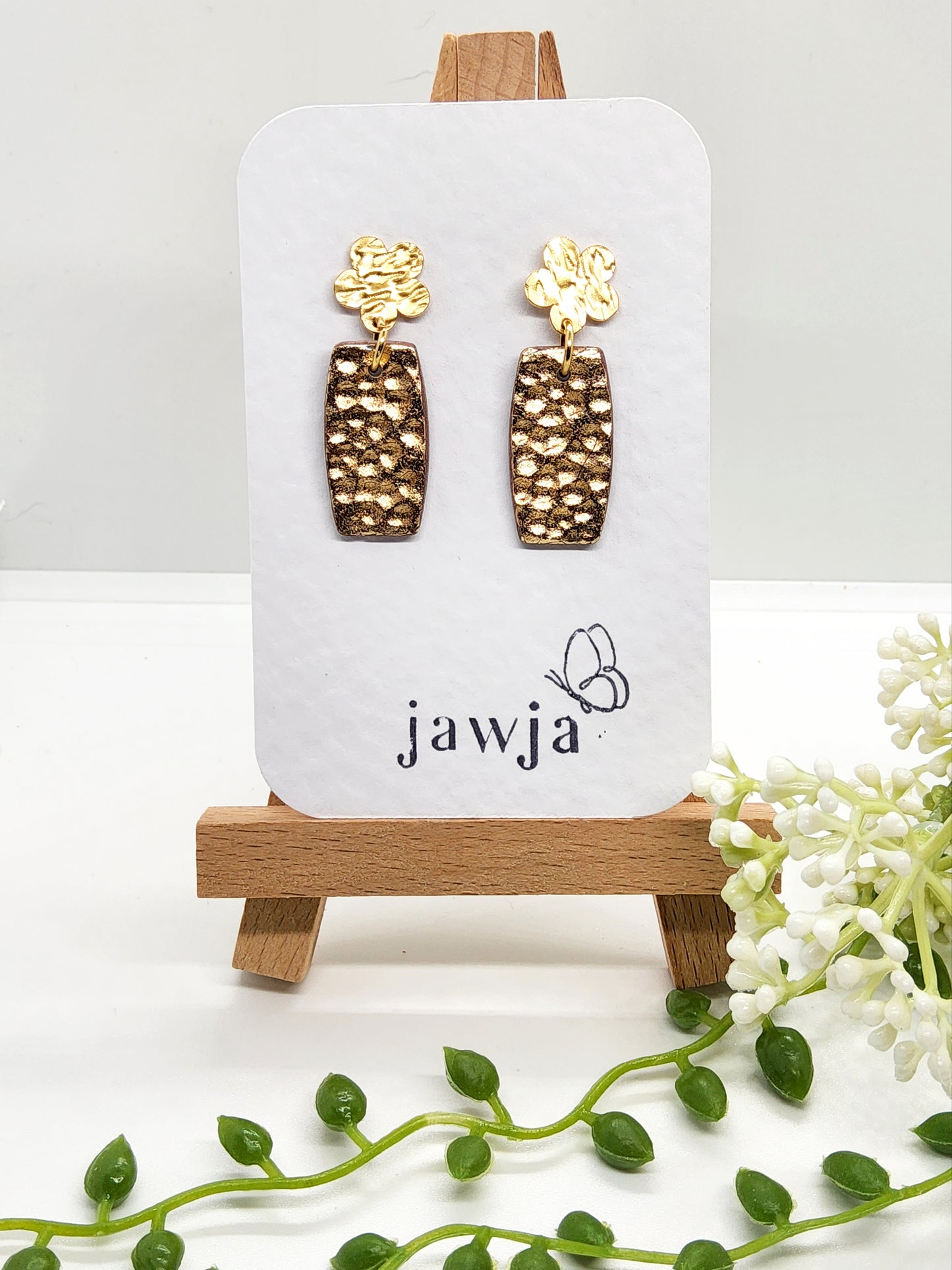 GOLD HAMMERED POLYMER CLAY EARRINGS