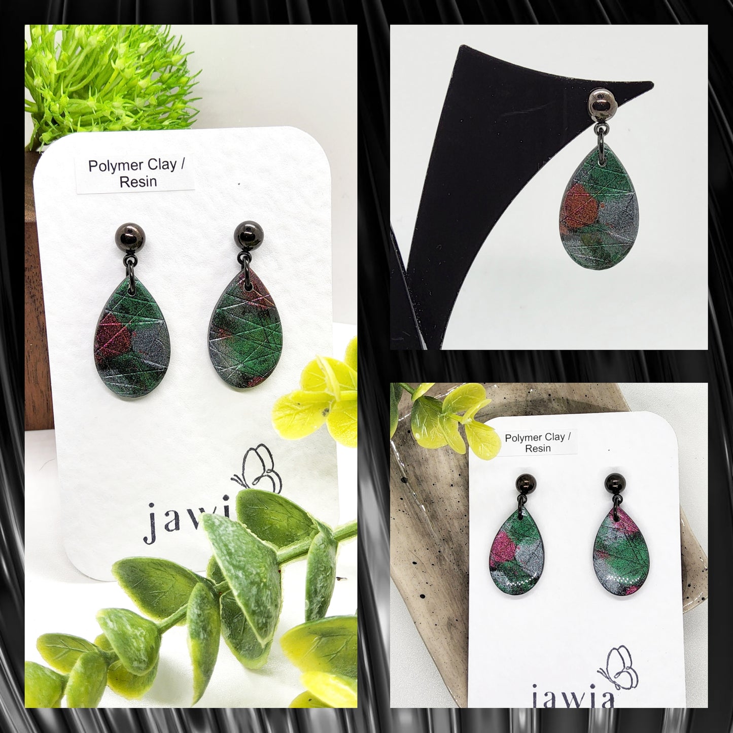 COLOUR CHANGING TEARDROP POLYMER CLAY EARRINGS