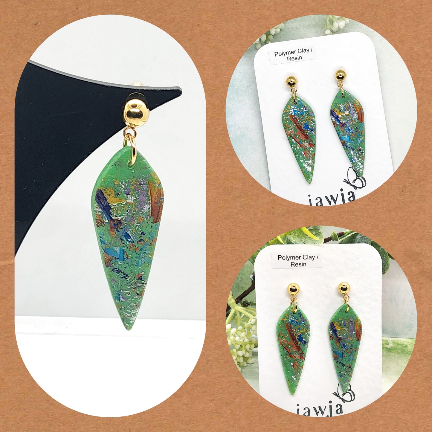 LIGHT JADE GREEN POLYMER CLAY EARRINGS