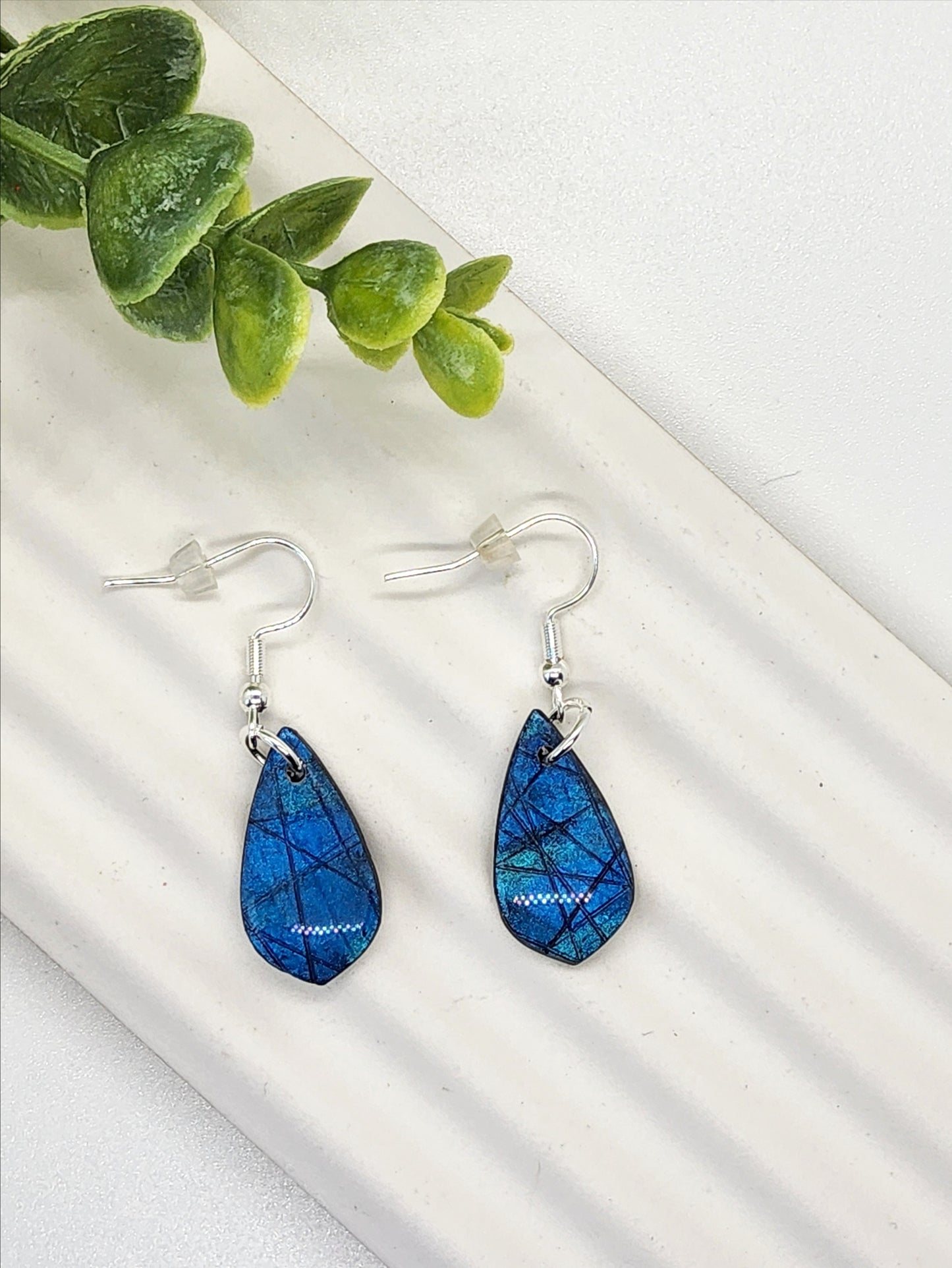 SHIMMERING BLUE AND GREEN POLYMER CLAY EARRINGS