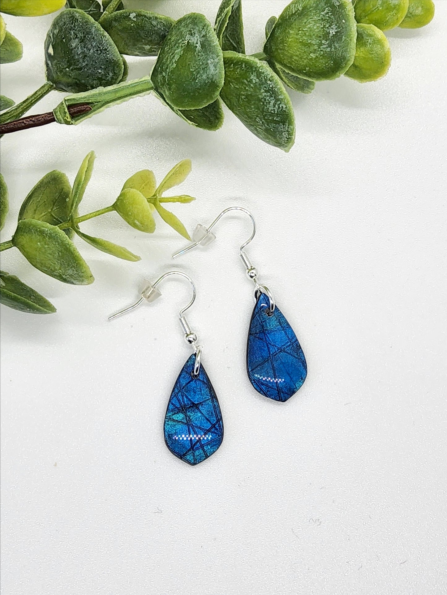 SHIMMERING BLUE AND GREEN POLYMER CLAY EARRINGS