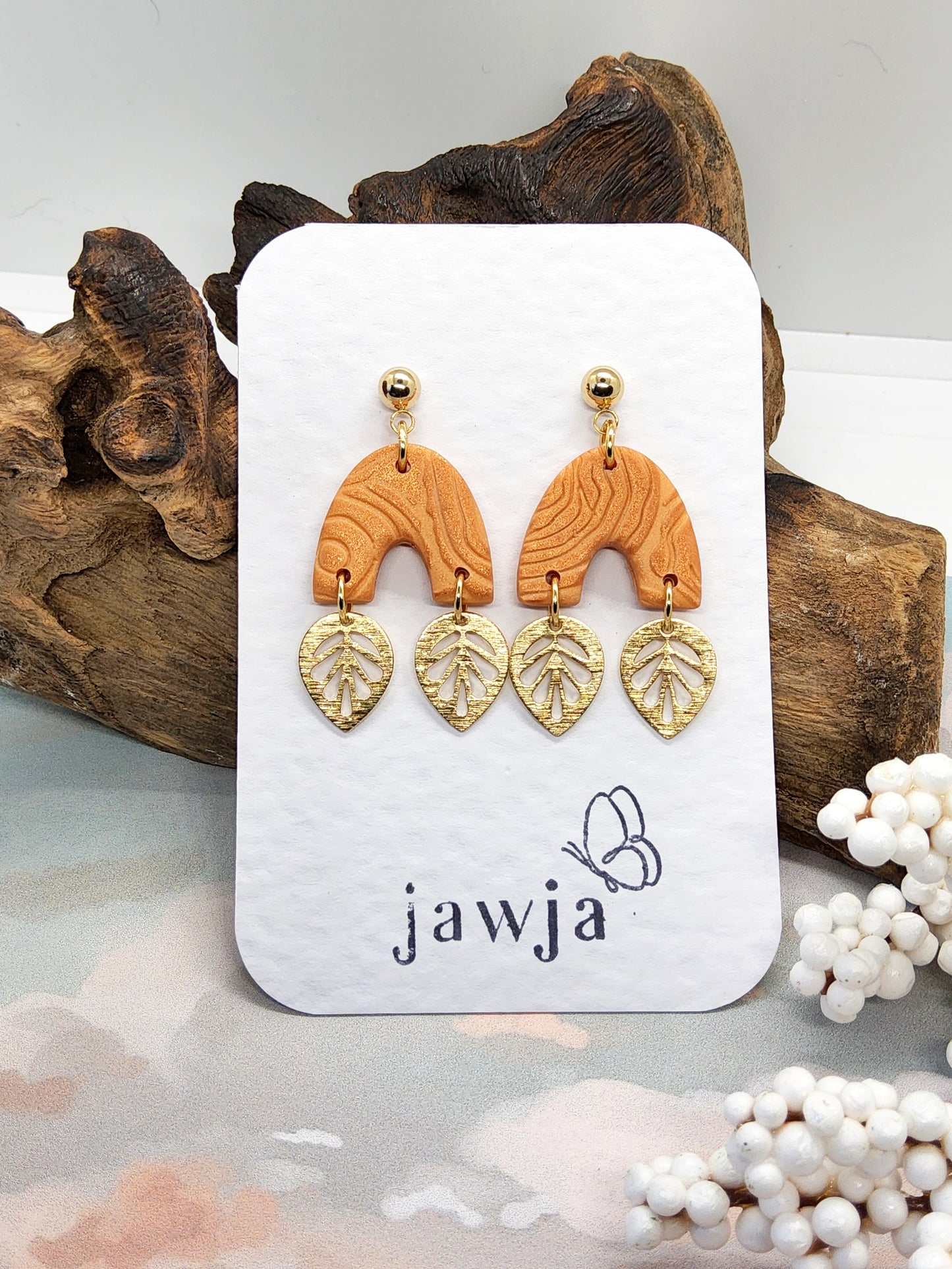 CARAMEL ARCH POLYMER CLAY EARRINGS