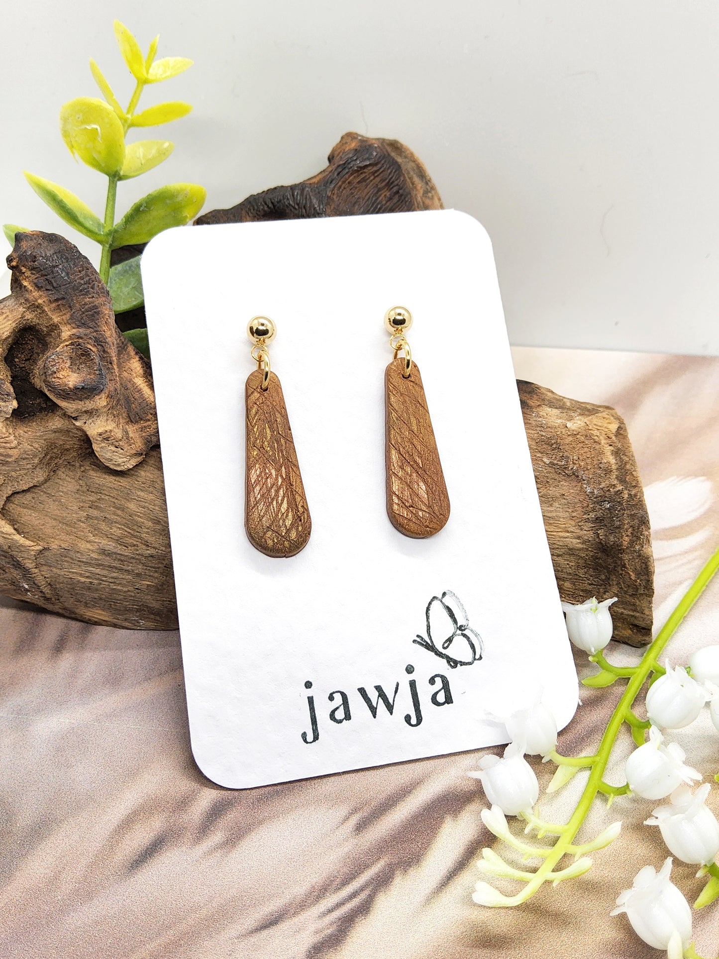 BRONZE TEXTURED POLYMER CLAY EARRINGS