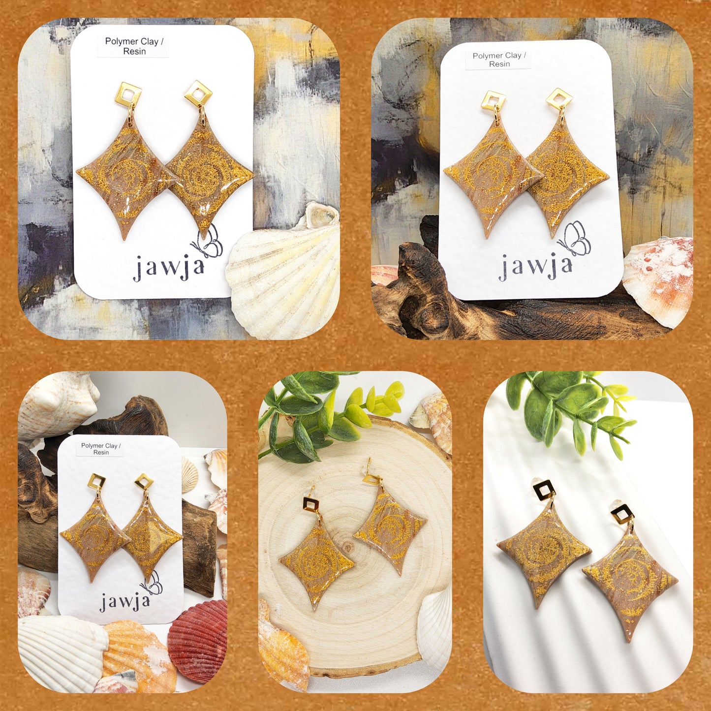 GEOMETRIC SWIRL POLYMER CLAY EARRINGS