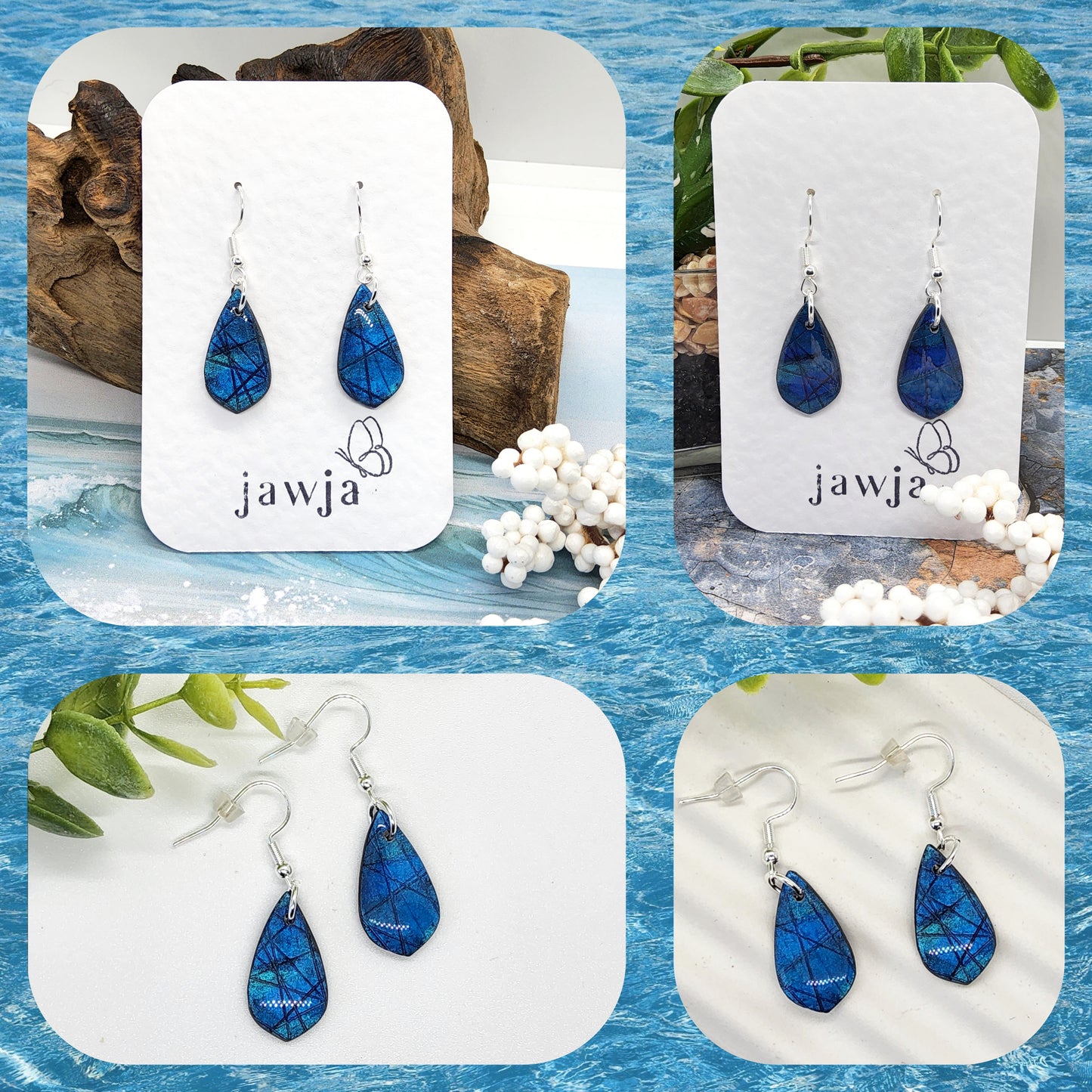 SHIMMERING BLUE AND GREEN POLYMER CLAY EARRINGS
