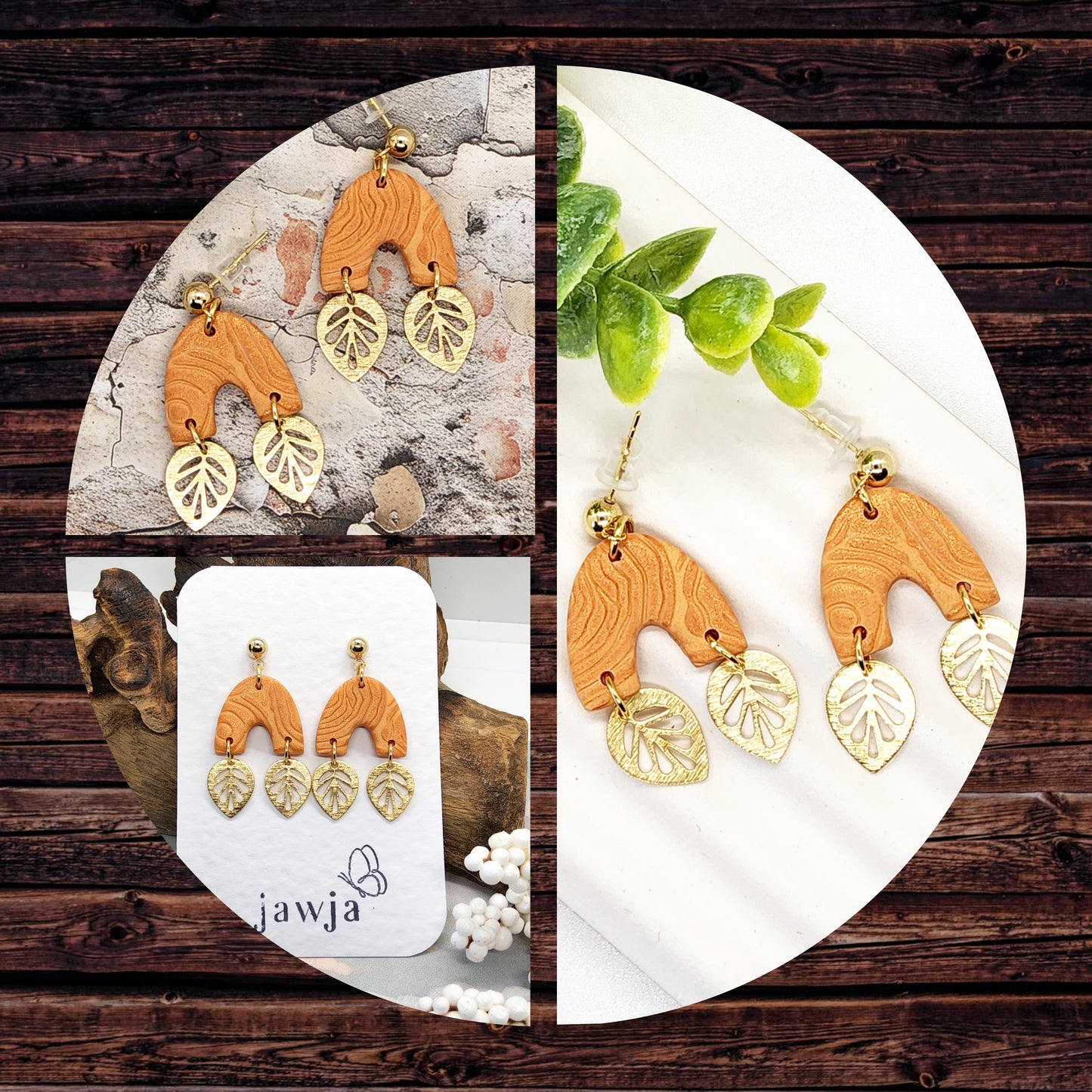 CARAMEL ARCH POLYMER CLAY EARRINGS