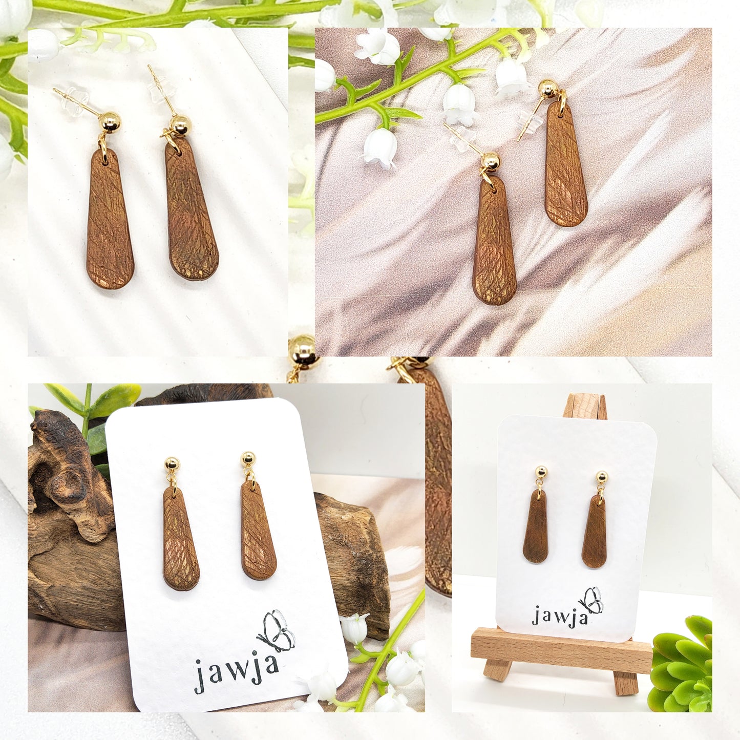 BRONZE TEXTURED POLYMER CLAY EARRINGS