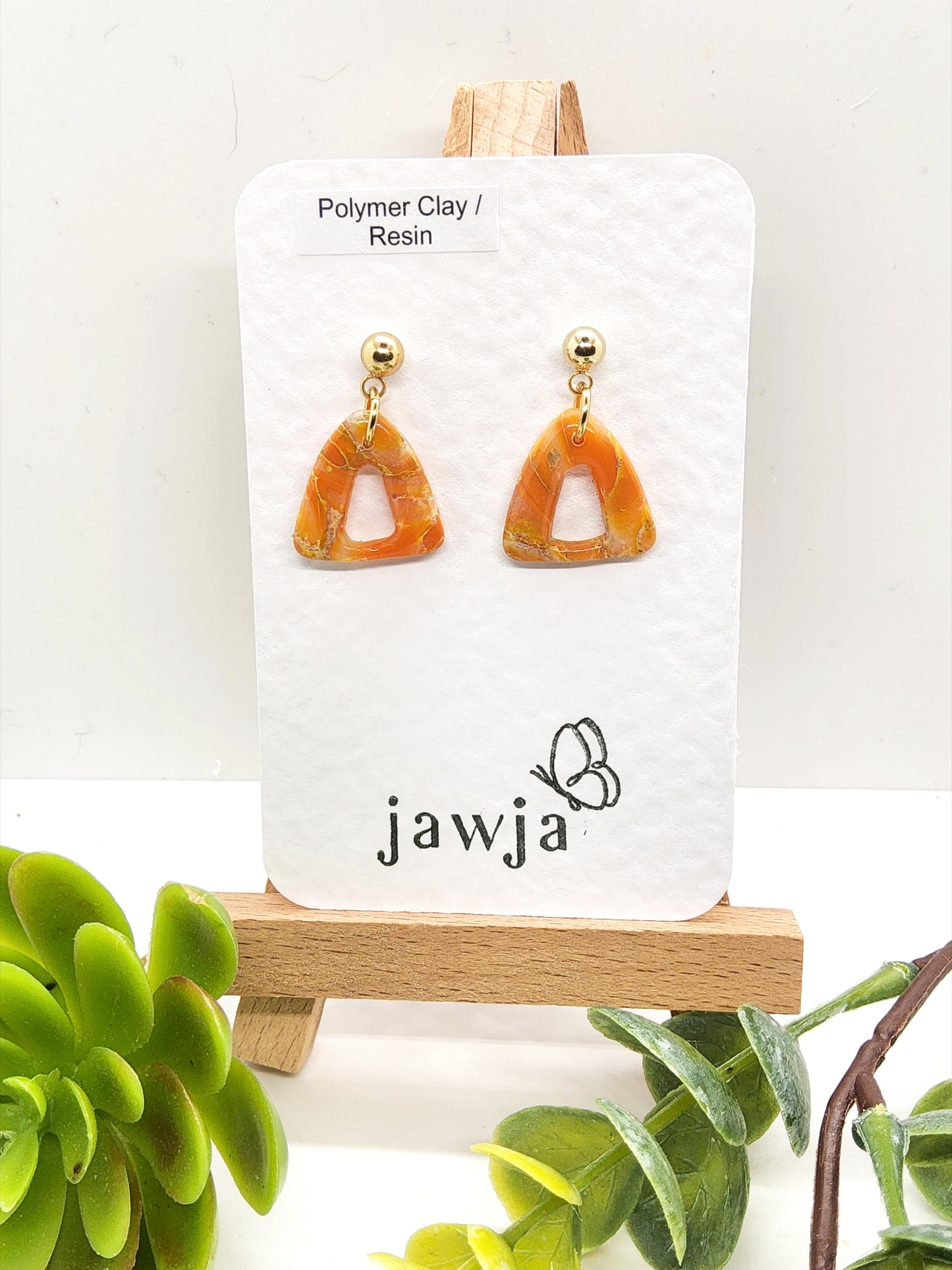 AMBER MARBLED POLYMER CLAY EARRINGS