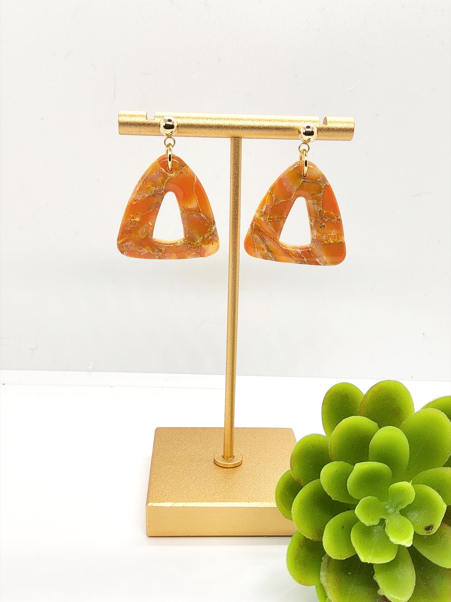 AMBER MARBLED POLYMER CLAY EARRINGS