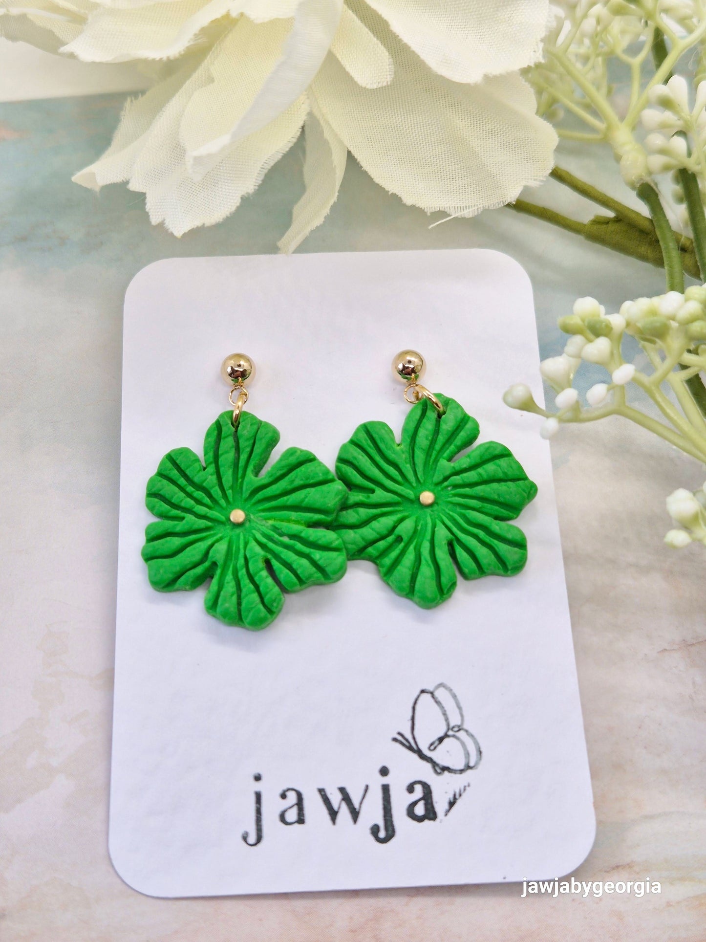 TROPICAL GREEN POLYMER CLAY EARRINGS